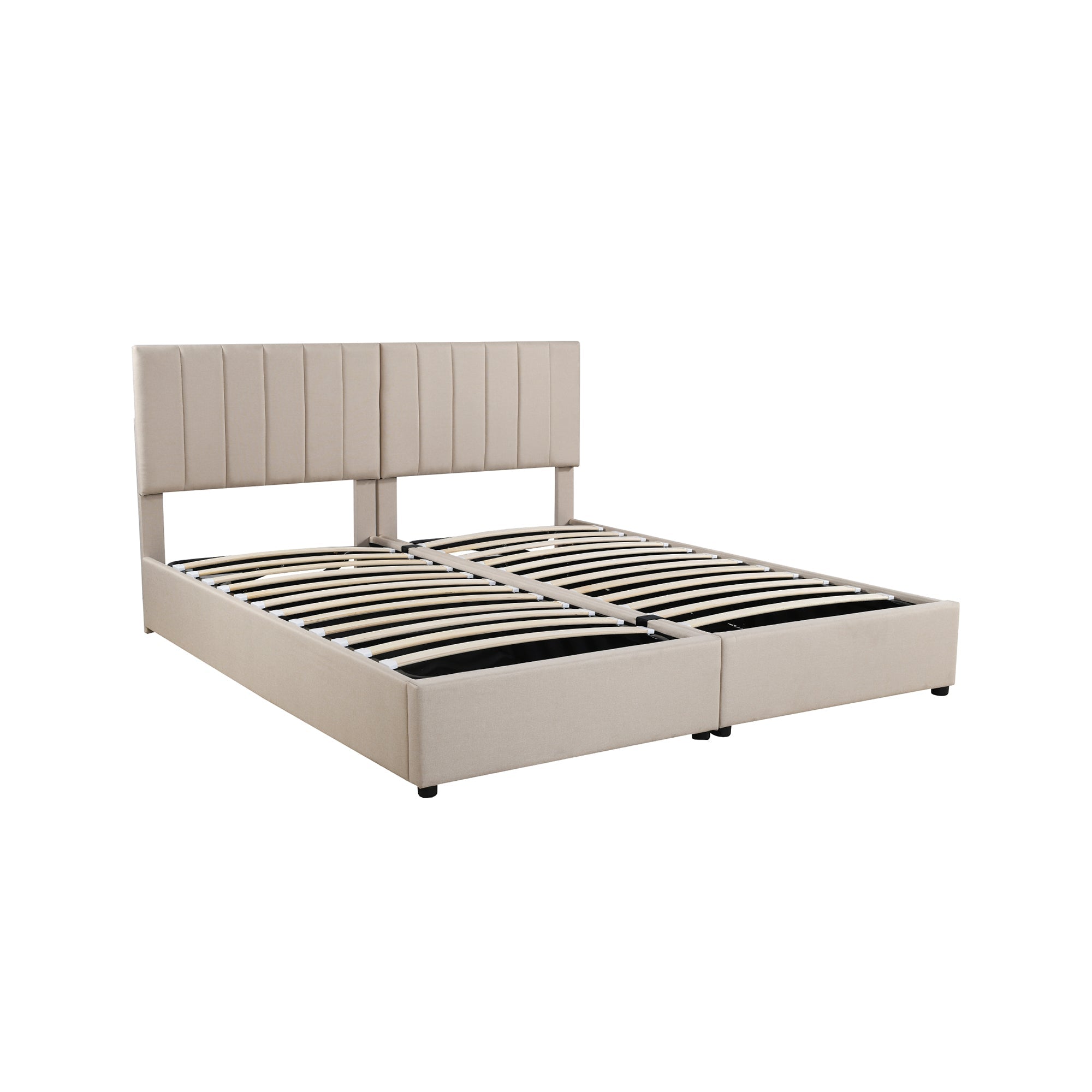 Logidon gestoffeerd bed 180x200 beige met hydraulische opbergruimte