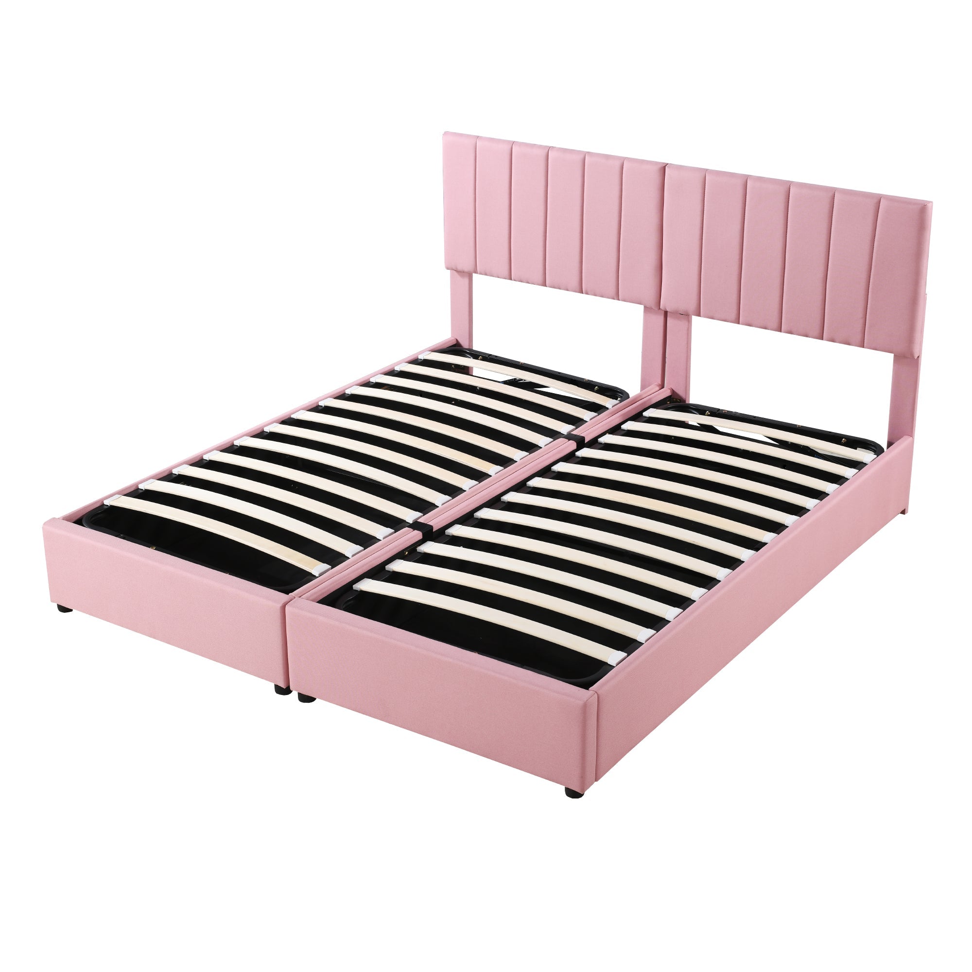 Logidon Upholstered Bed 180x200 cm With Hydraulic Storage Space Pink