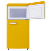 Logidon Retro Koelkast Geel 72 L dubbele deur, LED-licht, 120 kWh/jaar