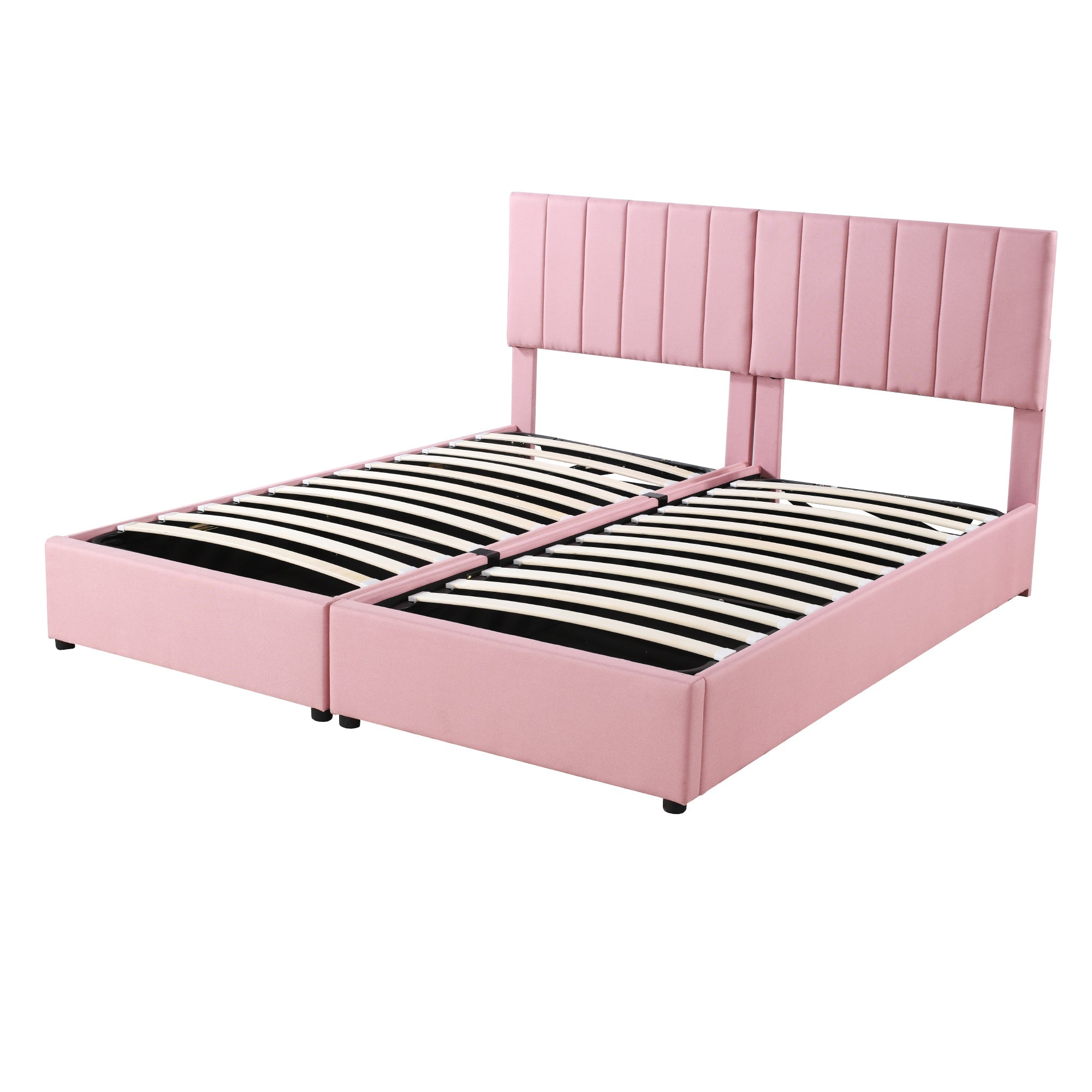Logidon Upholstered Bed 180x200 cm With Hydraulic Storage Space Pink