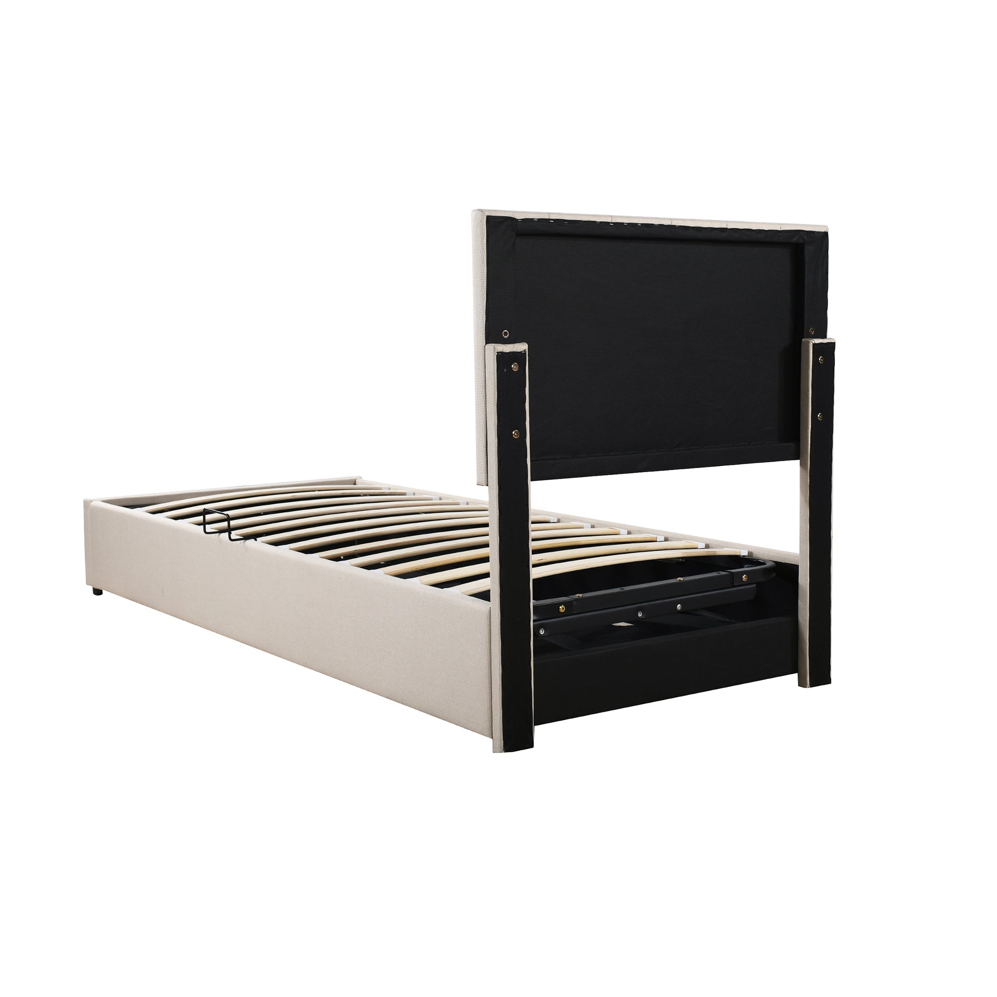 Logidon gestoffeerd bed 90x200 cm met hydraulische opbergruimte beige