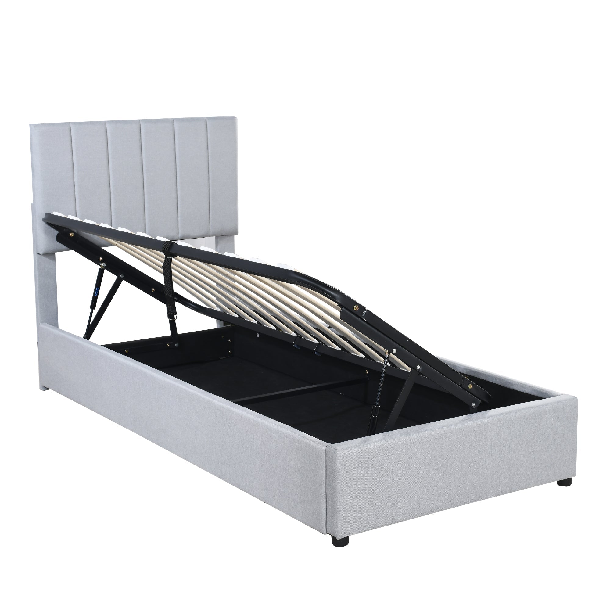 Logidon kinderbed gestoffeerd bed 90x200 cm grijs hydraulische opbergruimte