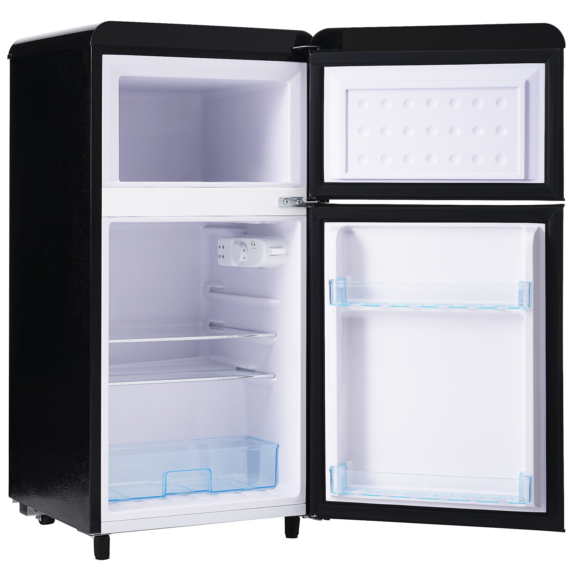 Logidon Retro tweedeurskoelkast 72 L met 21 L vriesvak zwart