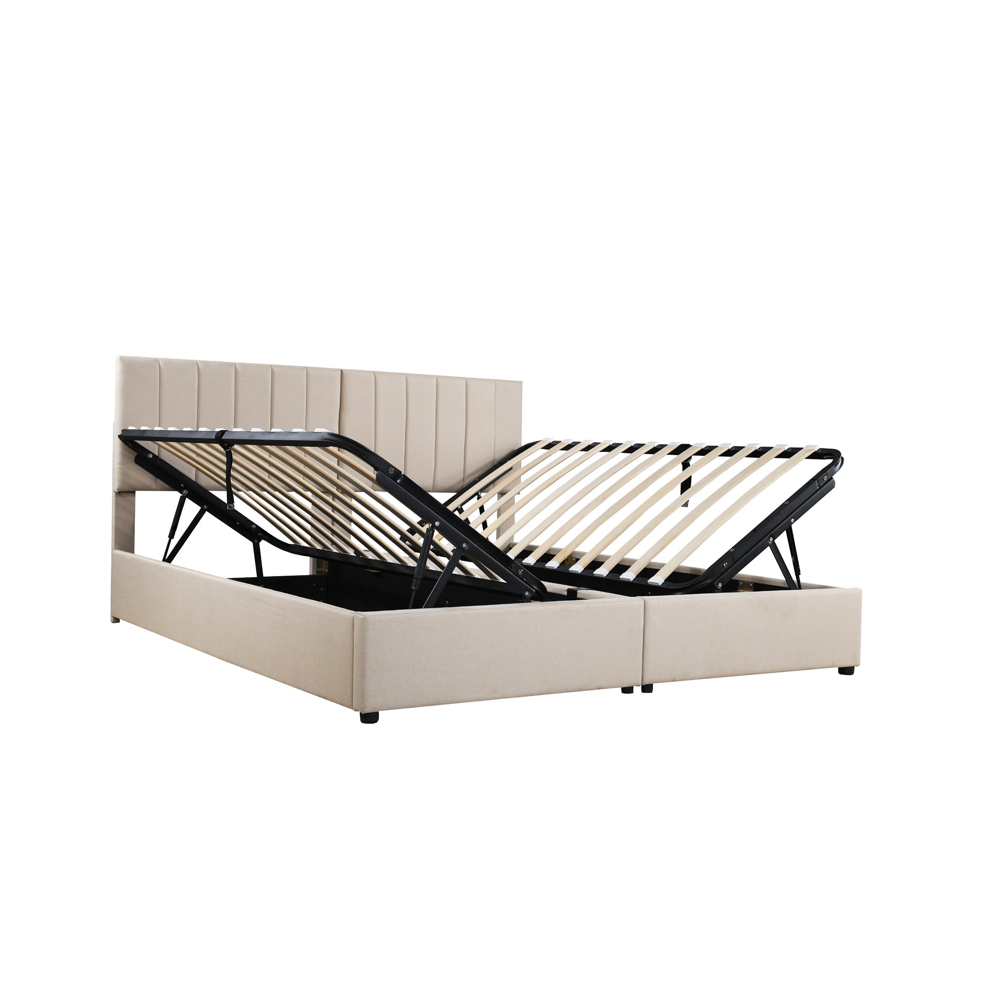Logidon gestoffeerd bed 180x200 beige met hydraulische opbergruimte