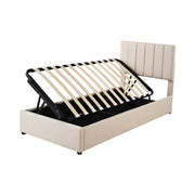 Logidon gestoffeerd bed 90x200 cm met hydraulische opbergruimte beige
