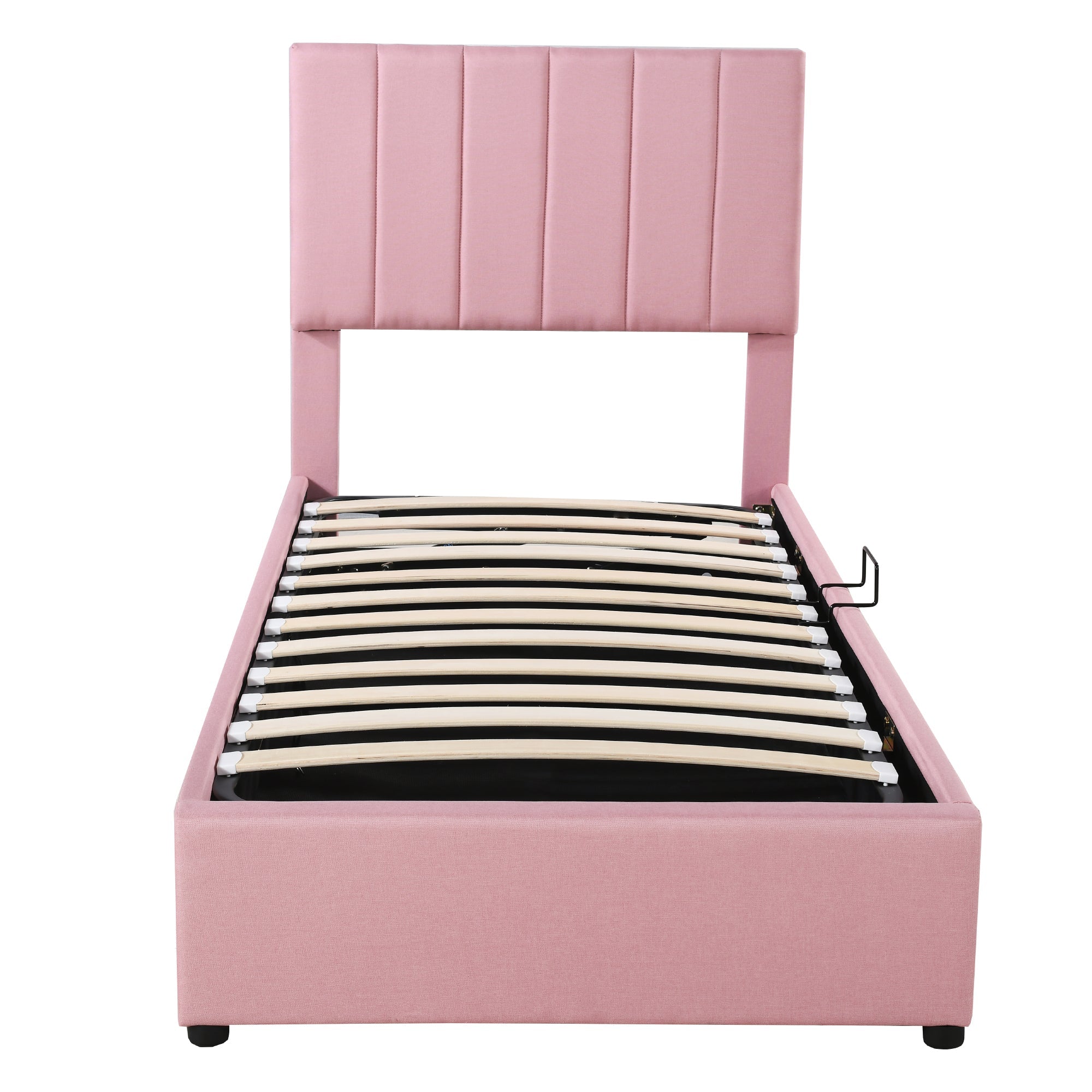 Logidon kinderbed gestoffeerd bed 90x200 roze met opbergruimte