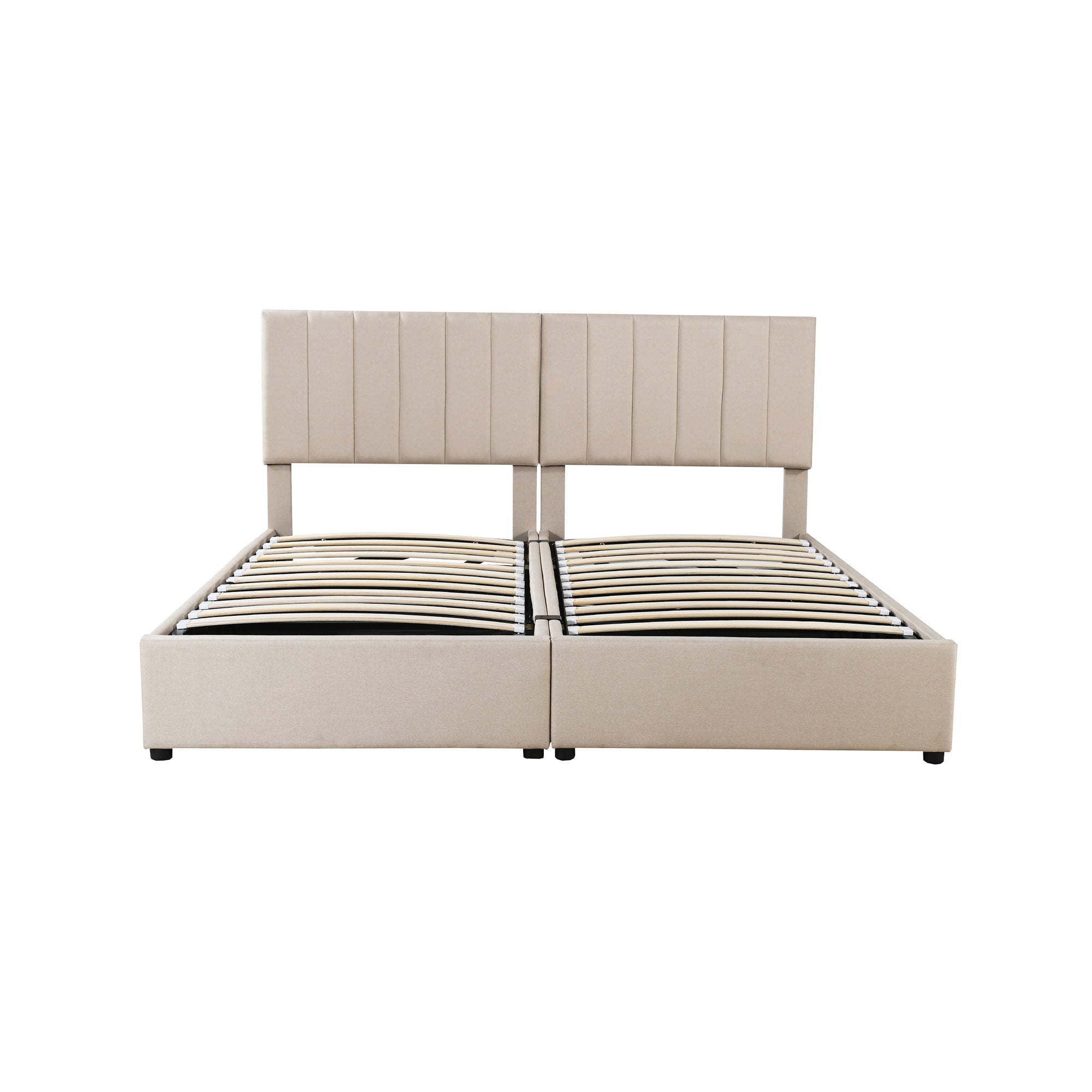Logidon gestoffeerd bed 180x200 beige met hydraulische opbergruimte
