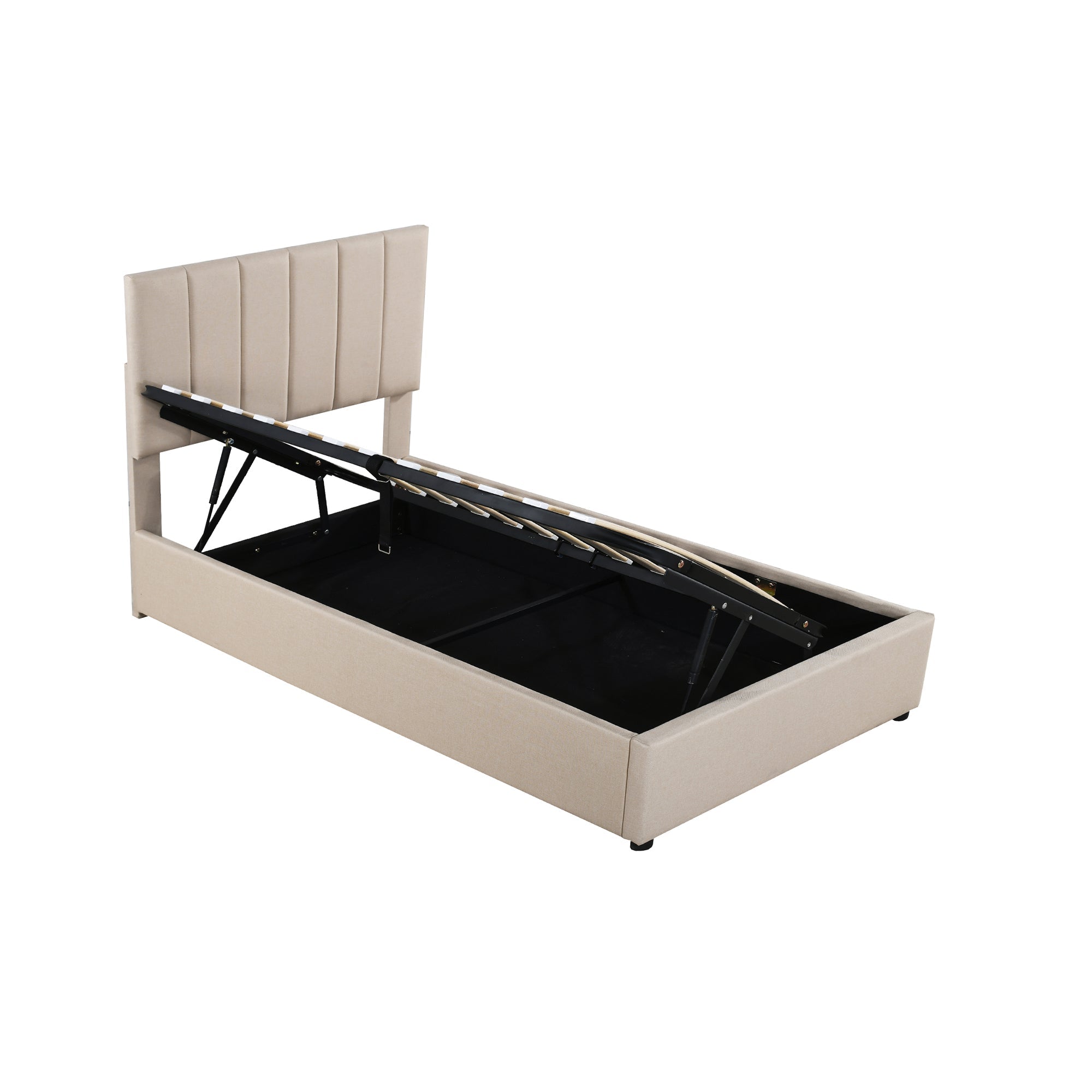 Logidon gestoffeerd bed 90x200 cm met hydraulische opbergruimte beige