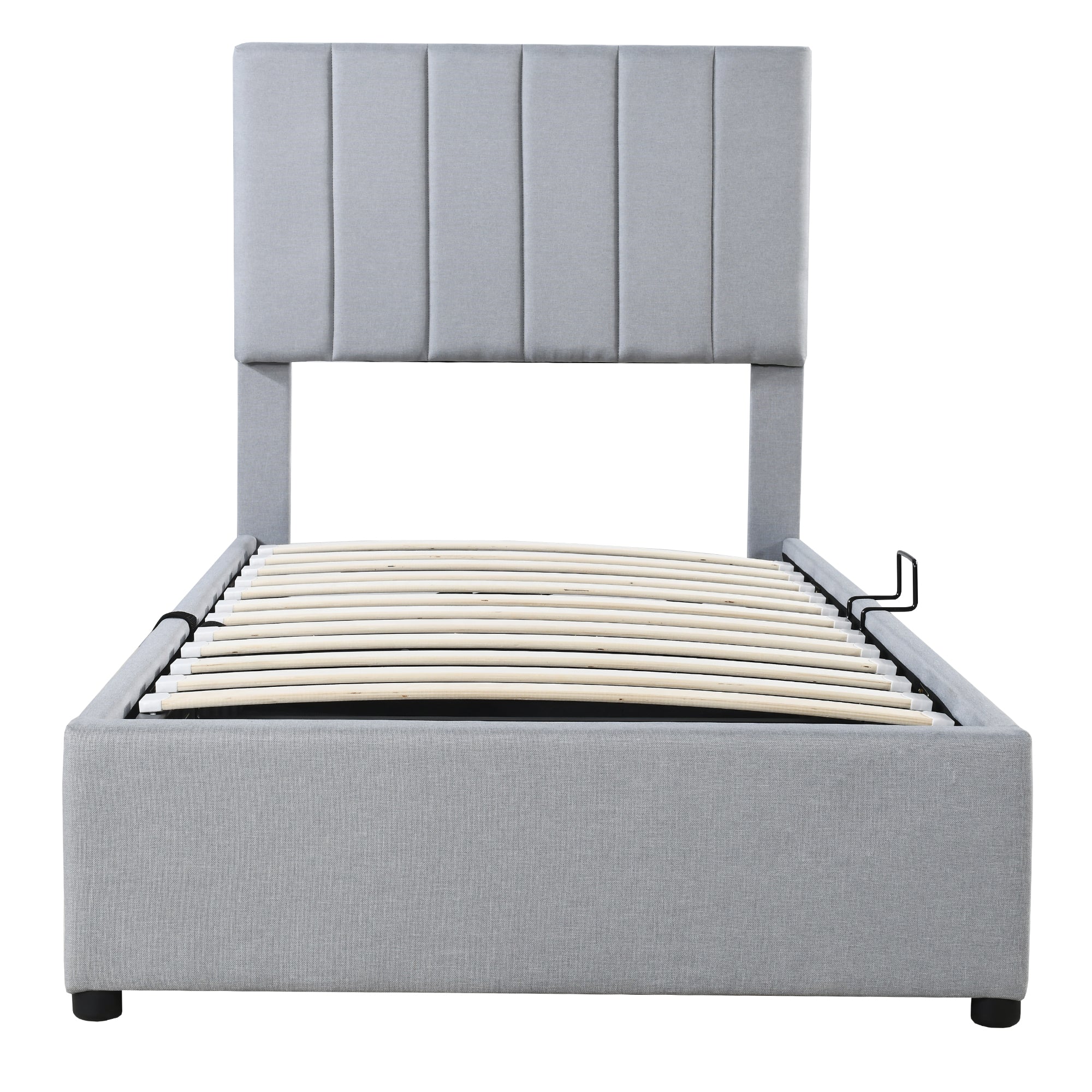 Logidon kinderbed gestoffeerd bed 90x200 cm grijs hydraulische opbergruimte