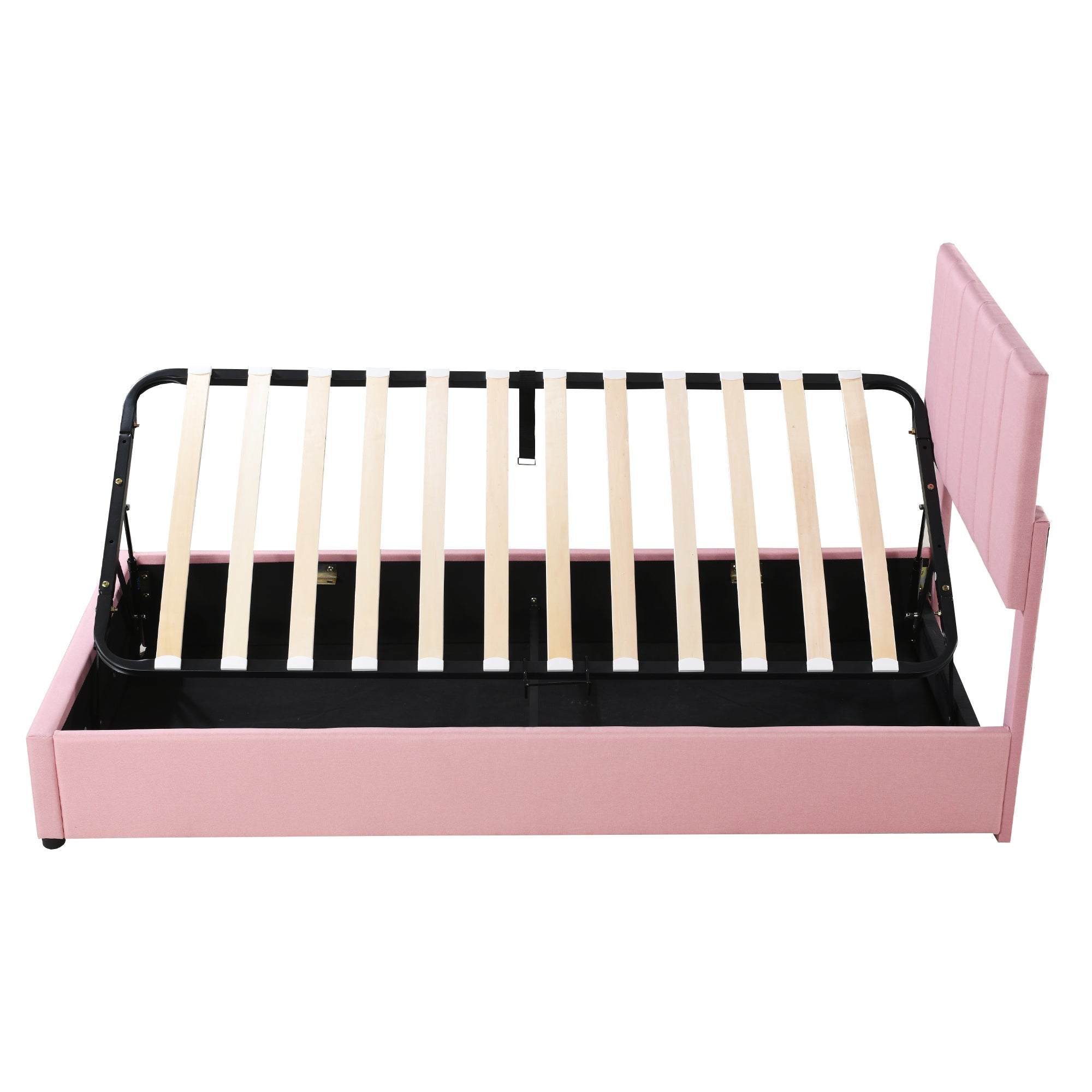 Logidon kinderbed gestoffeerd bed 90x200 roze met opbergruimte