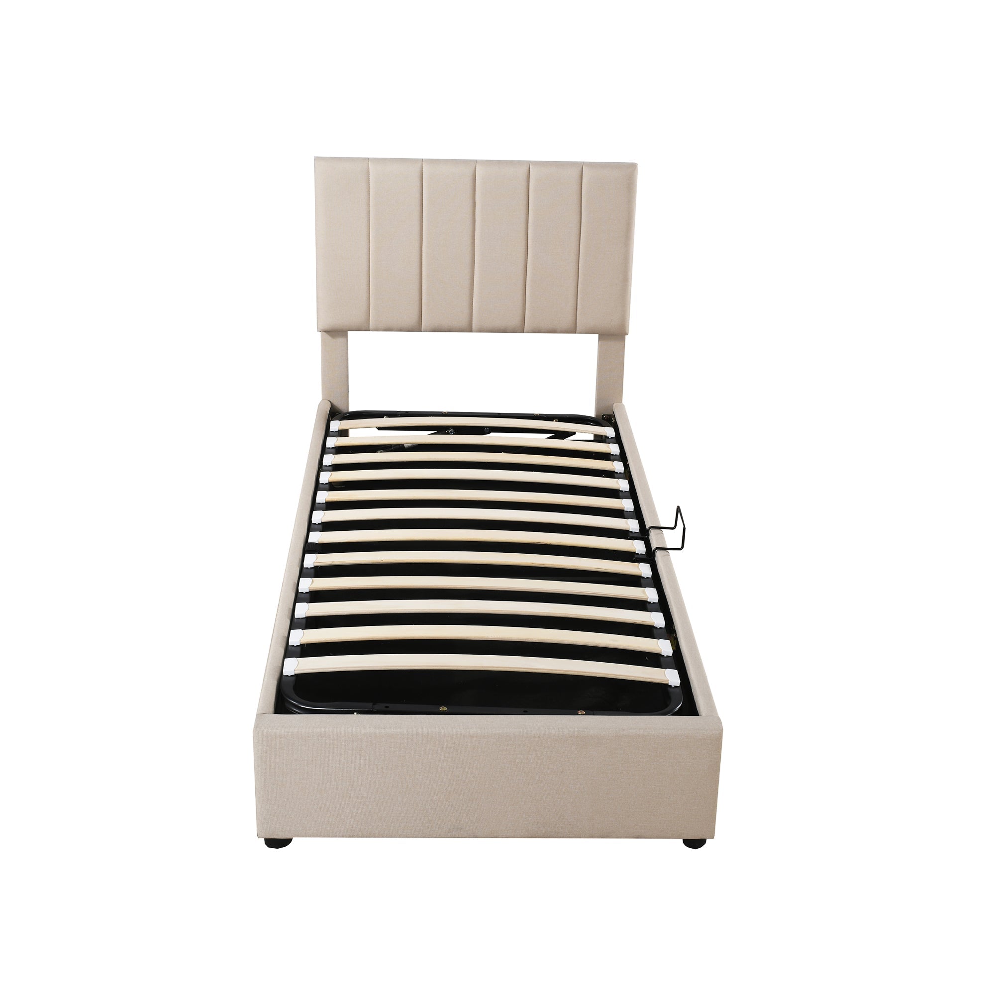 Logidon gestoffeerd bed 90x200 cm met hydraulische opbergruimte beige