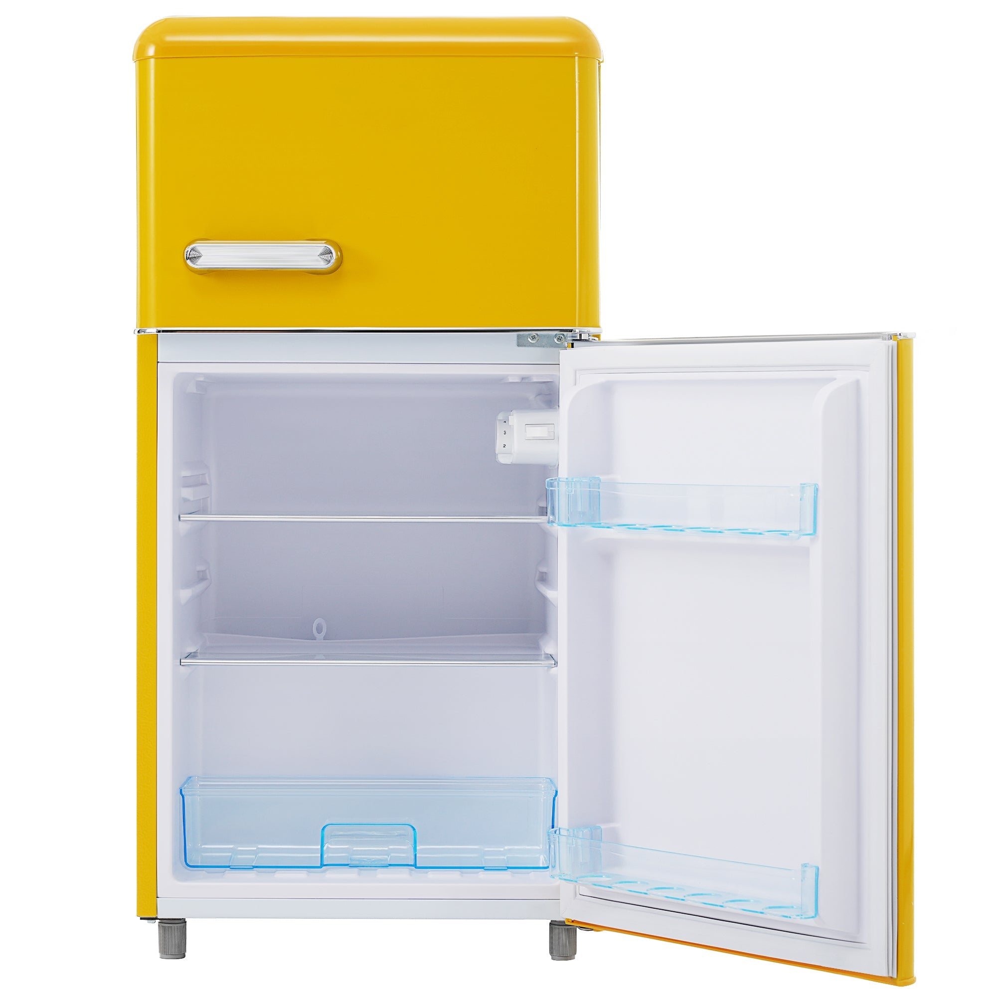Logidon Retro Koelkast Geel 72 L dubbele deur, LED-licht, 120 kWh/jaar