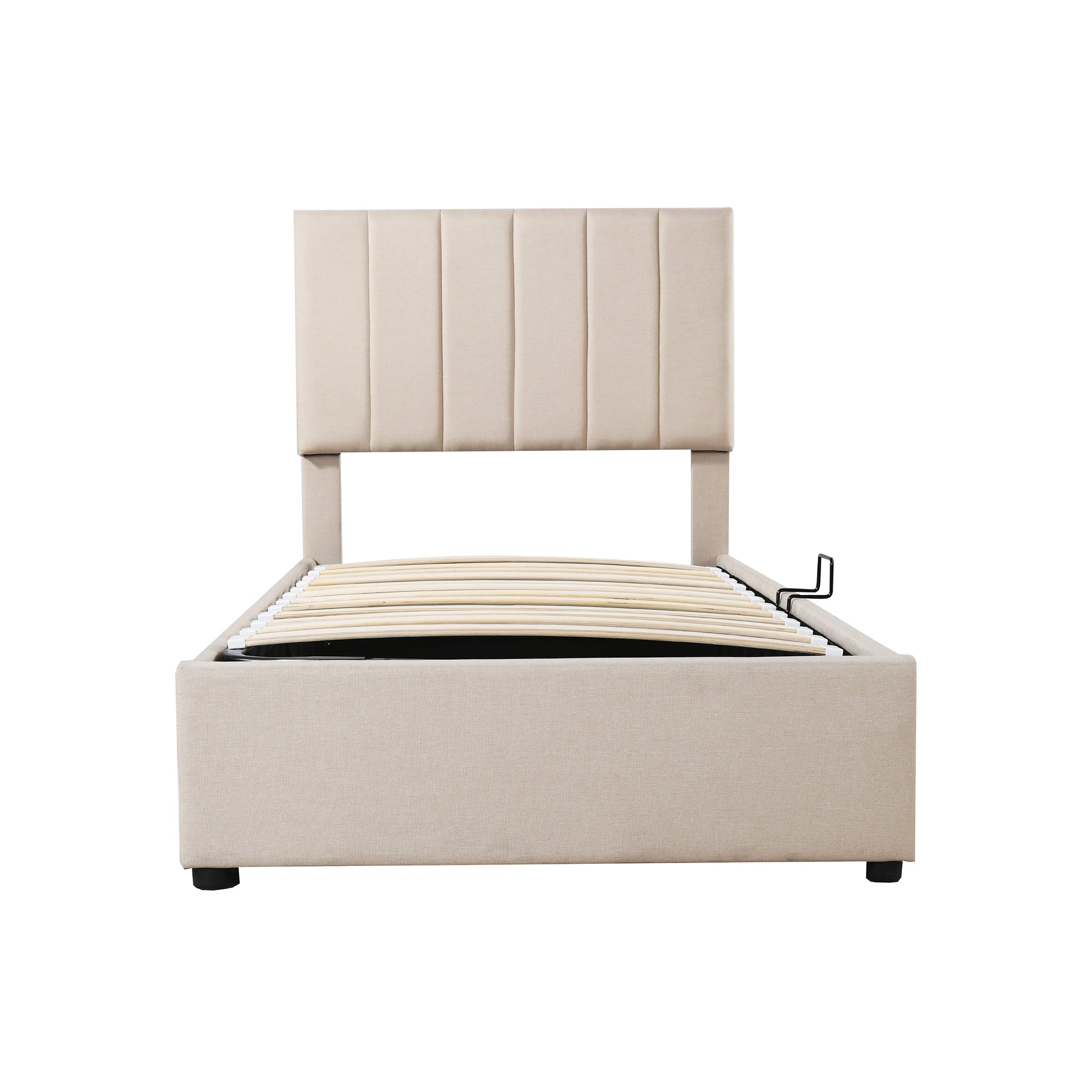 Logidon gestoffeerd bed 90x200 cm met hydraulische opbergruimte beige