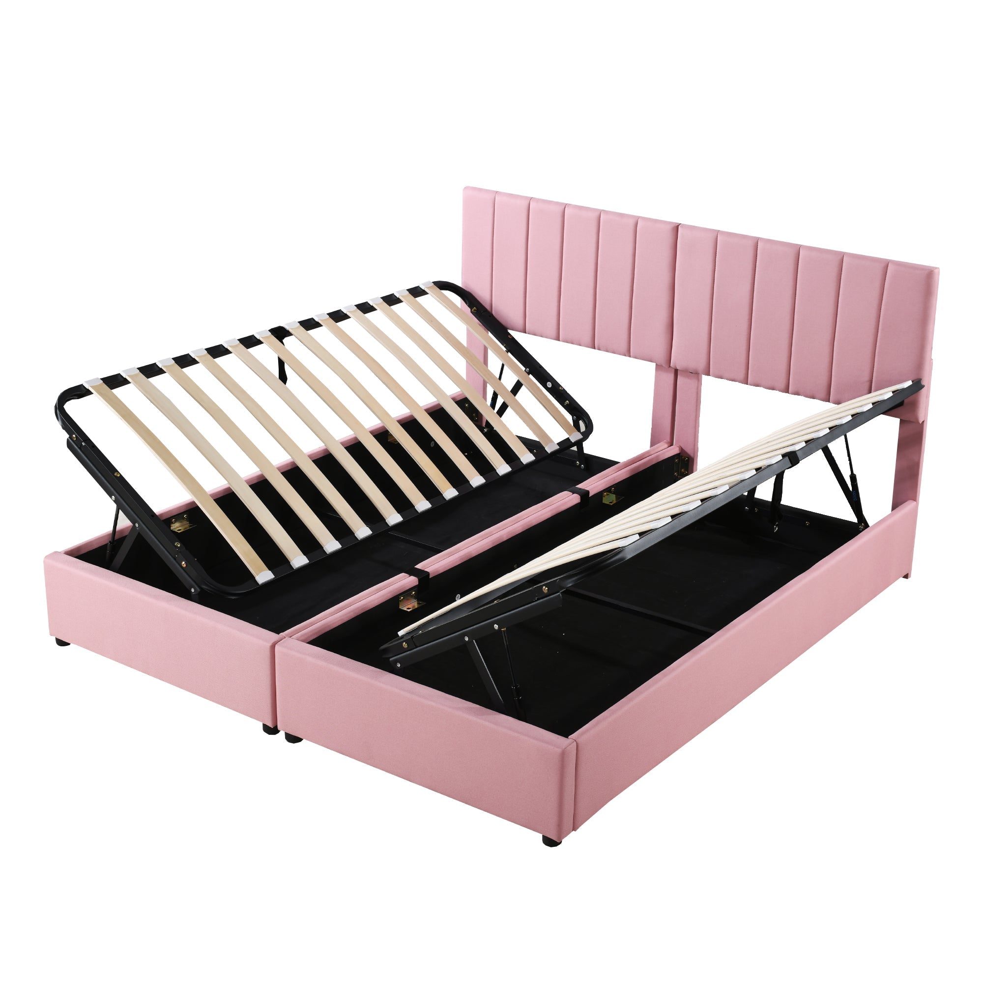 Logidon Upholstered Bed 180x200 cm With Hydraulic Storage Space Pink