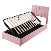 Logidon kinderbed gestoffeerd bed 90x200 roze met opbergruimte
