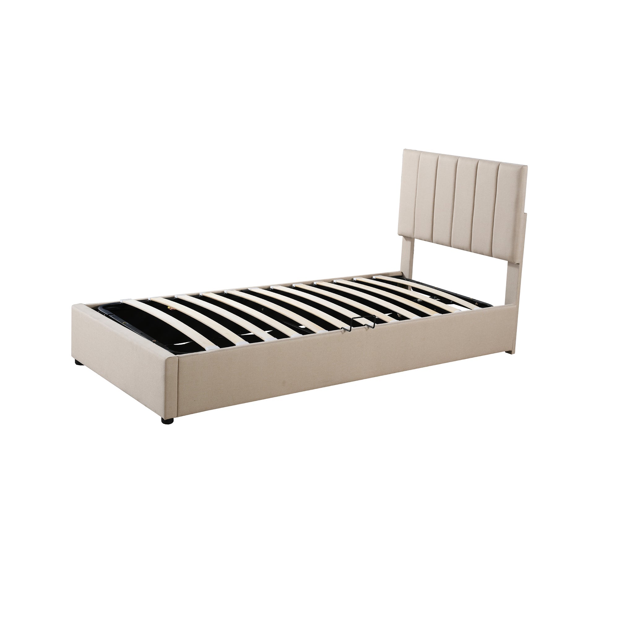 Logidon gestoffeerd bed 90x200 cm met hydraulische opbergruimte beige