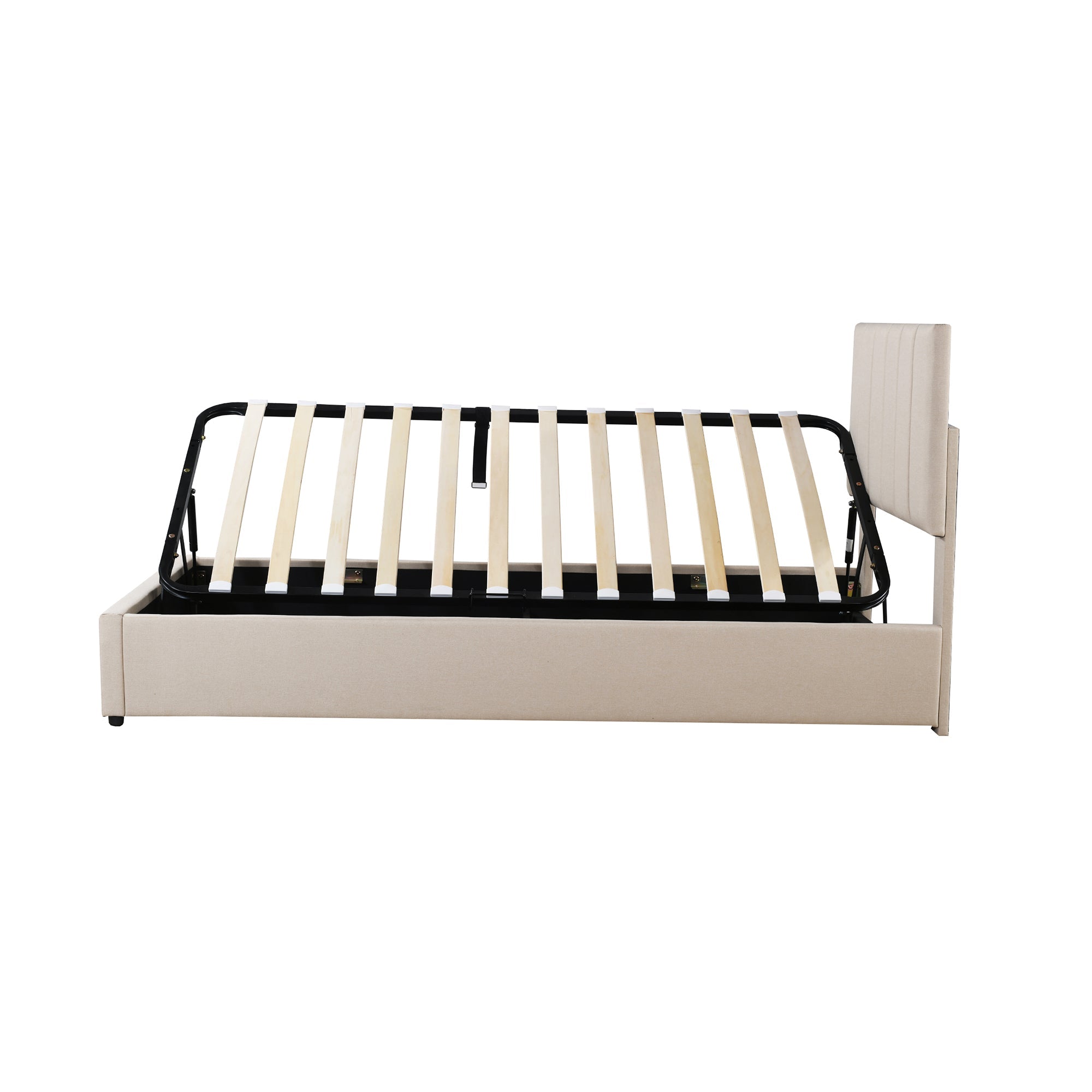 Logidon gestoffeerd bed 90x200 cm met hydraulische opbergruimte beige