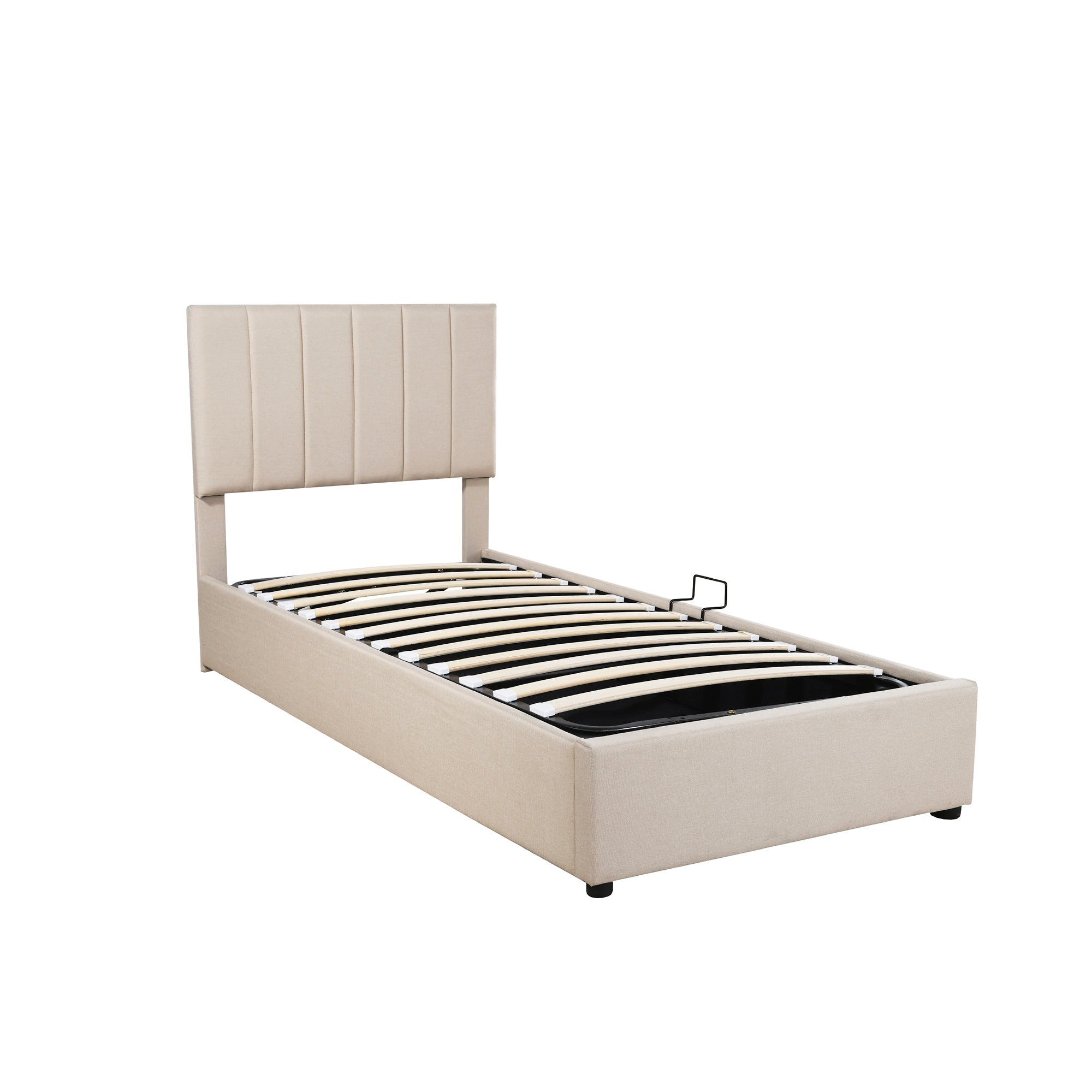 Logidon gestoffeerd bed 90x200 cm met hydraulische opbergruimte beige