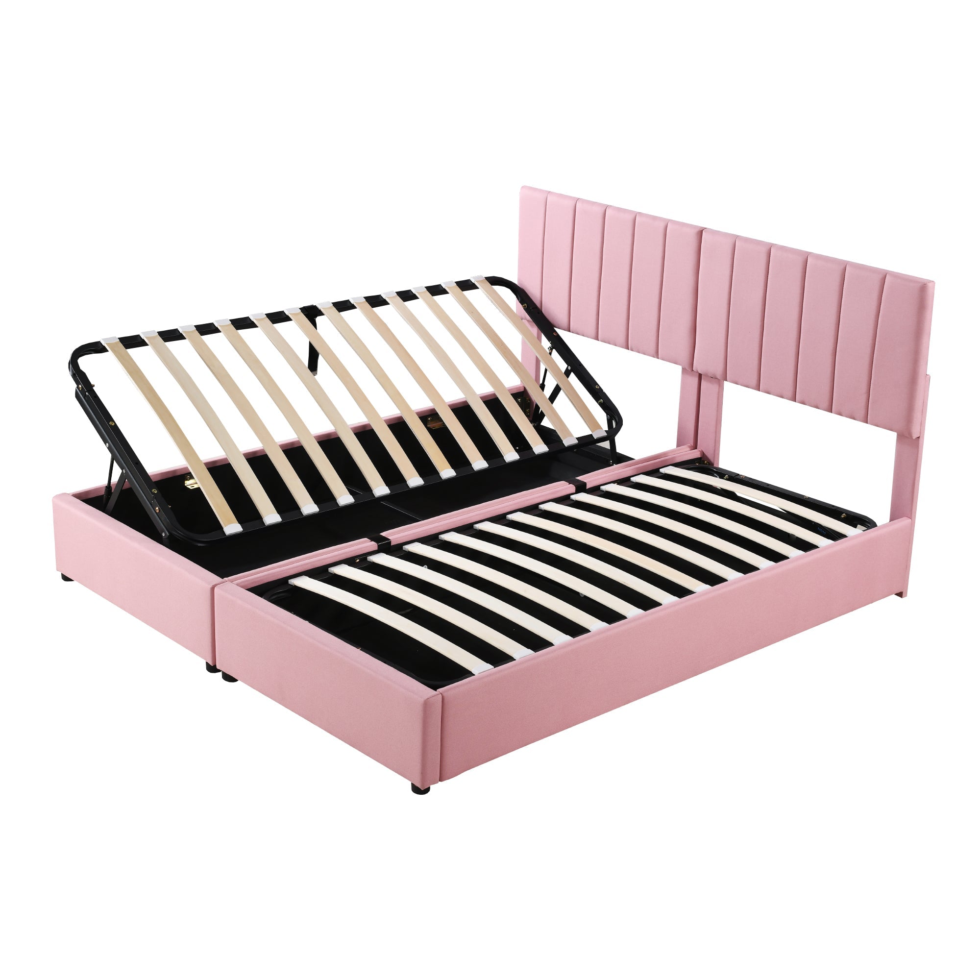Logidon Upholstered Bed 180x200 cm With Hydraulic Storage Space Pink