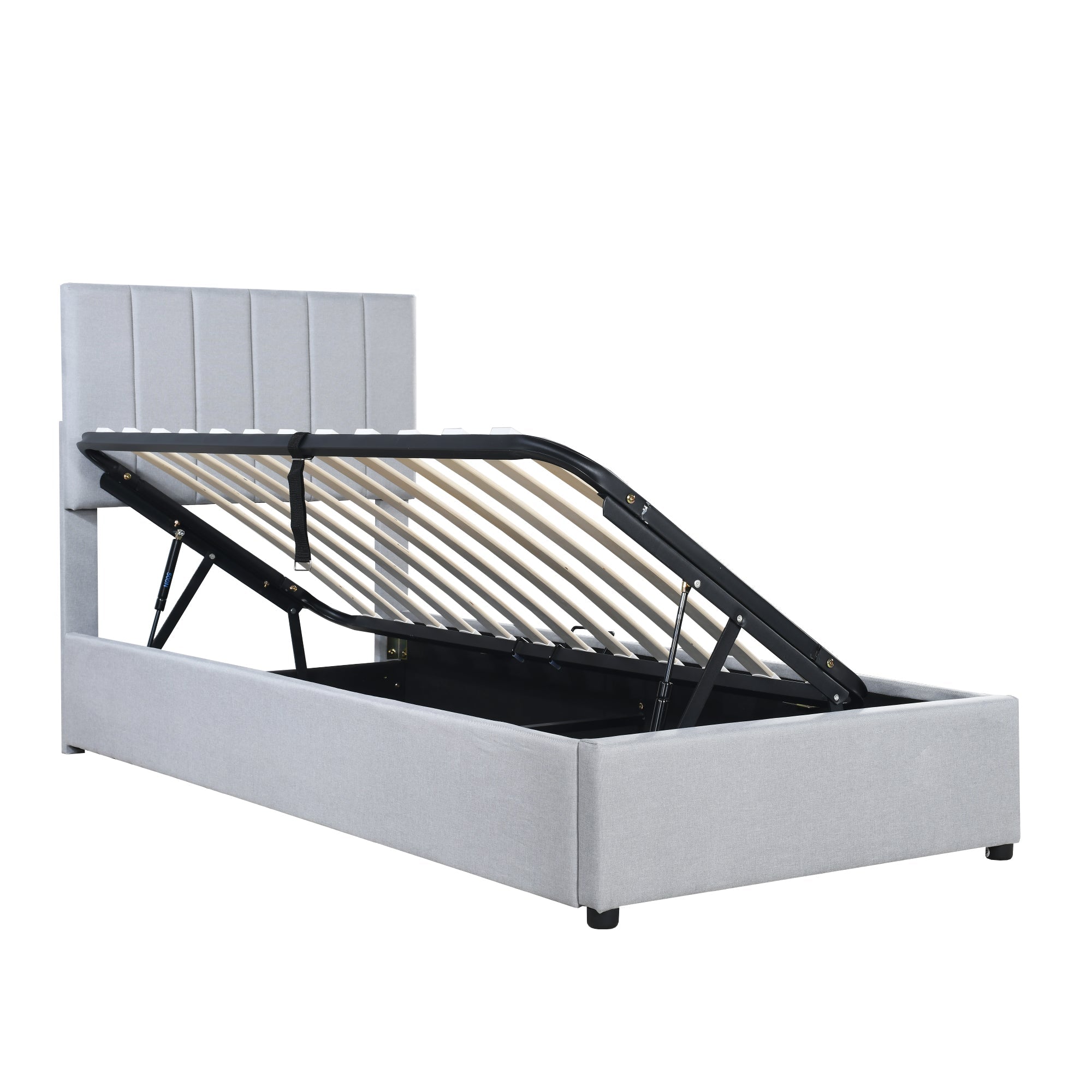 Logidon kinderbed gestoffeerd bed 90x200 cm grijs hydraulische opbergruimte
