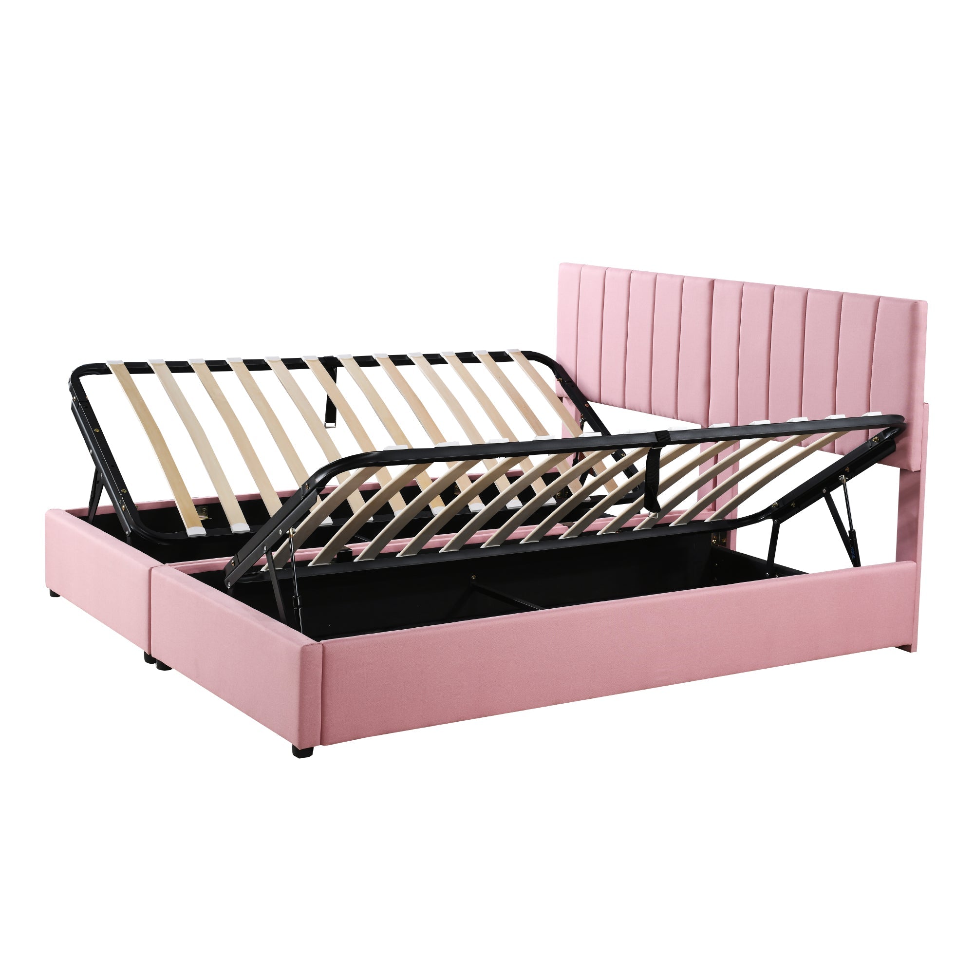 Logidon Upholstered Bed 180x200 cm With Hydraulic Storage Space Pink