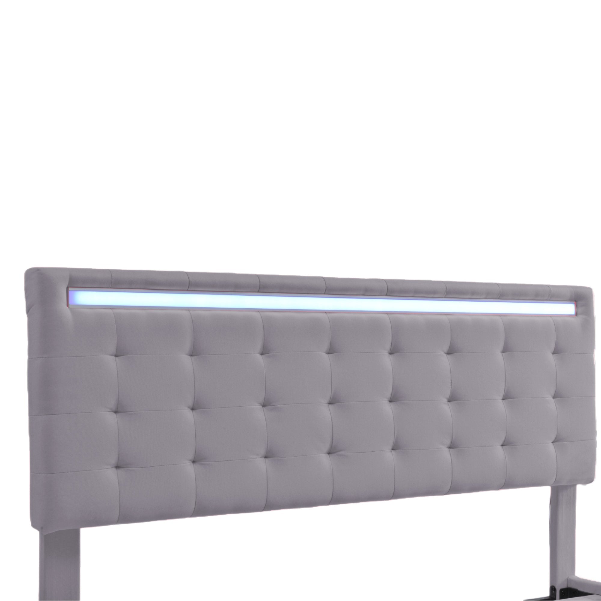 Logidon upholstered bed 140x200 cm gray with LED light strip headboard