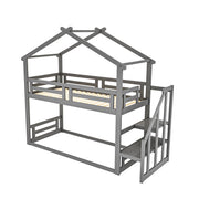 Logidon Children's Bed 90x200 Gray Low Bunk Bed With Safety Stairs