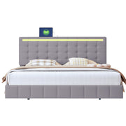 Logidon upholstered bed 160 x 200 cm padded floating bed frame gray