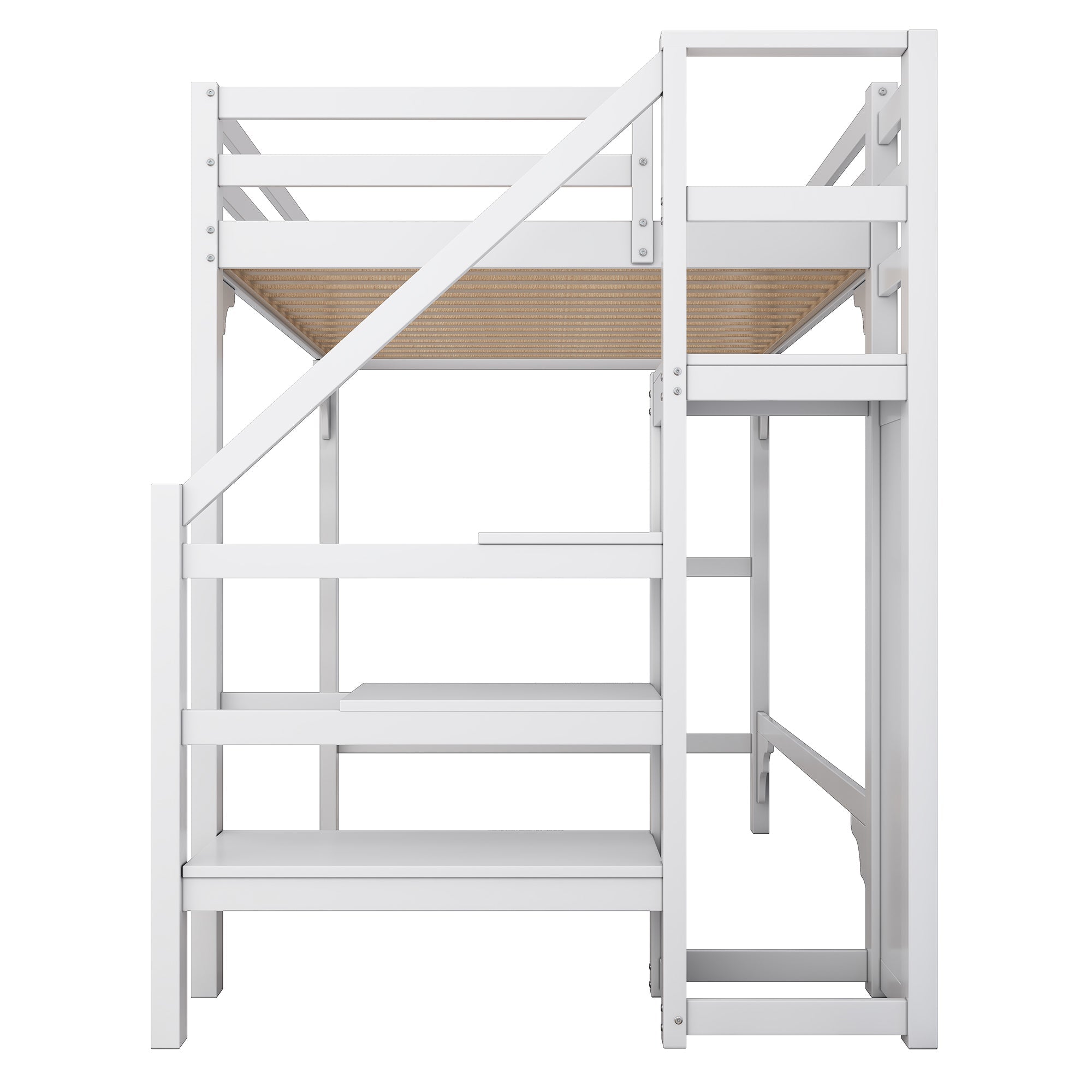 Logidon loft bed 140x200 cm white with slatted frame stairs wardrobe