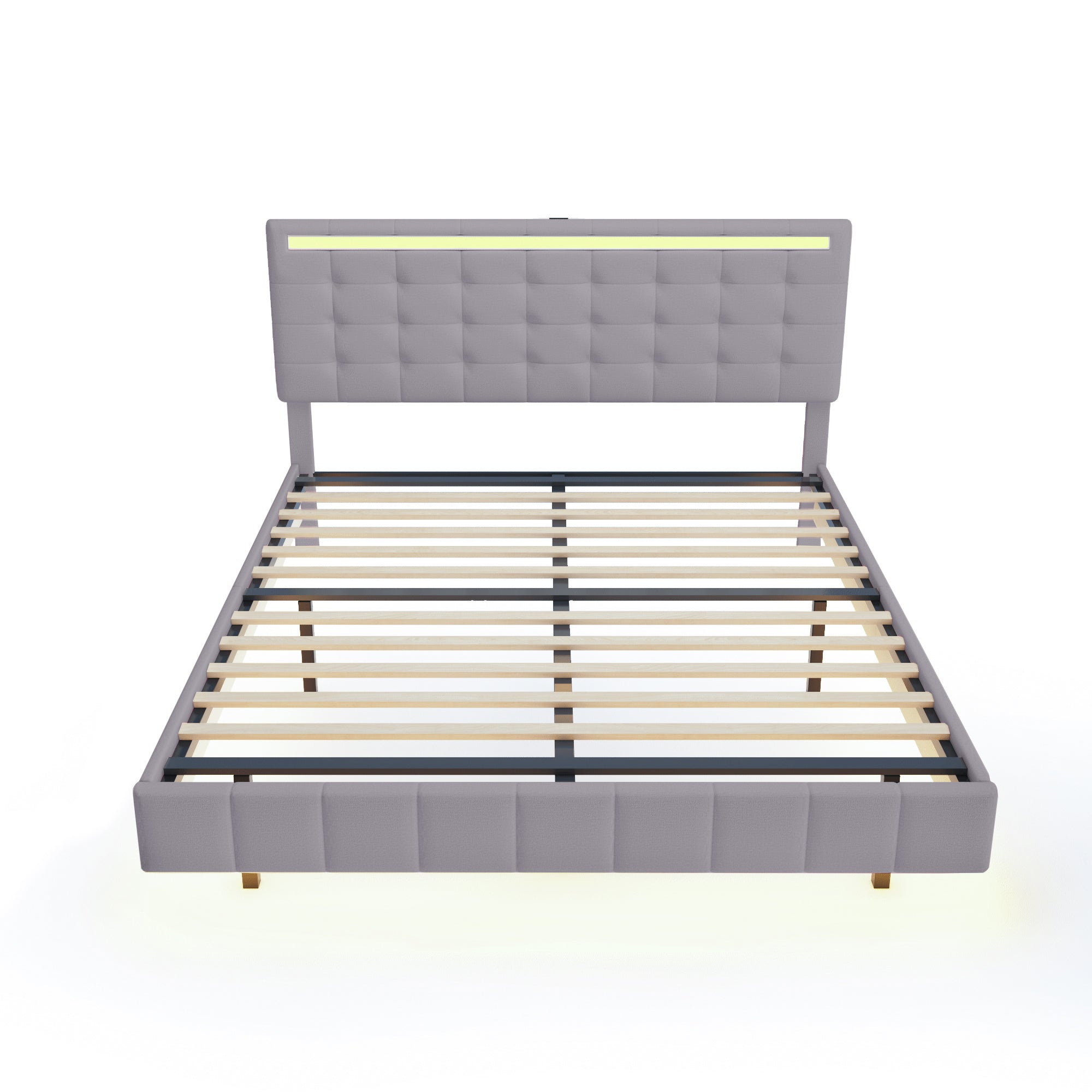 Logidon upholstered bed 160 x 200 cm padded floating bed frame gray