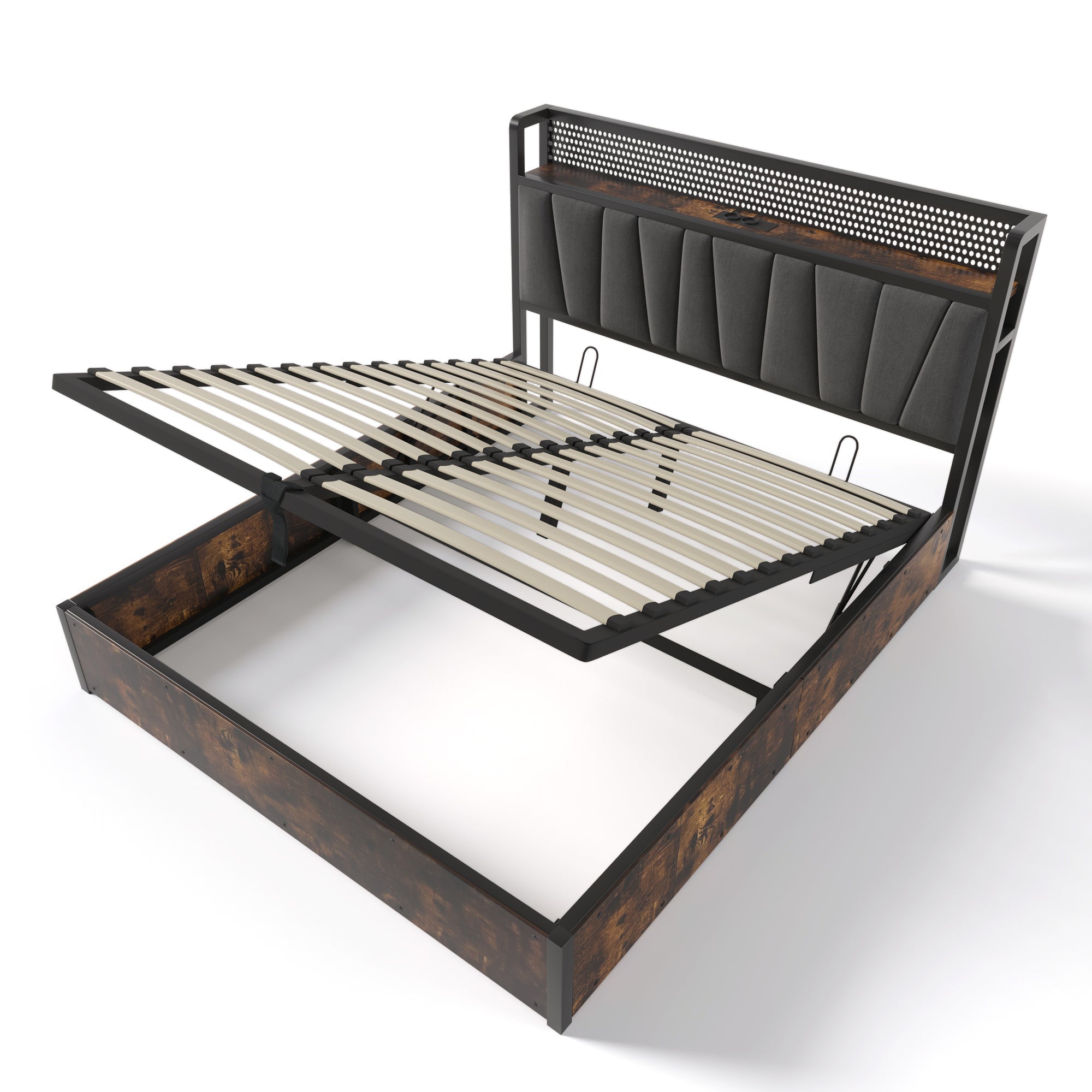 Logidon gestoffeerd bed metalen bed LED AppControl 140x200 tweepersoonsbed grijs