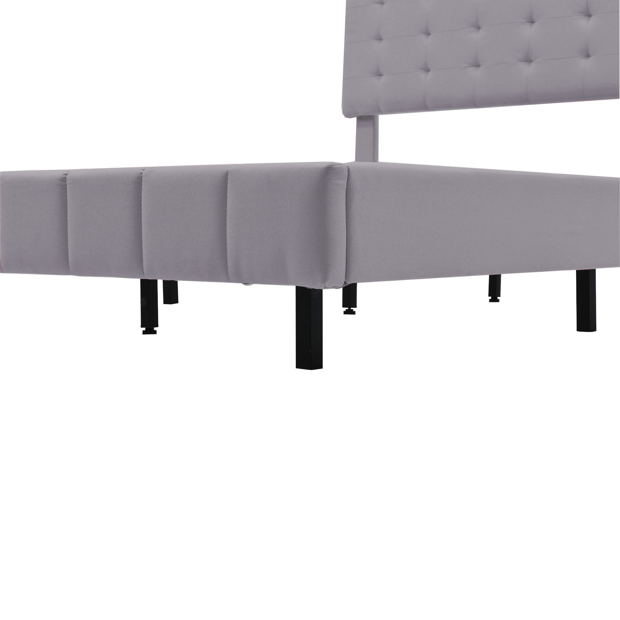 Logidon upholstered bed 140x200 cm gray with LED light strip headboard