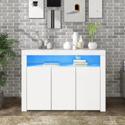 Logidon Witte hoogglans dressoir vitrinekast LED verlichting 130x35x95