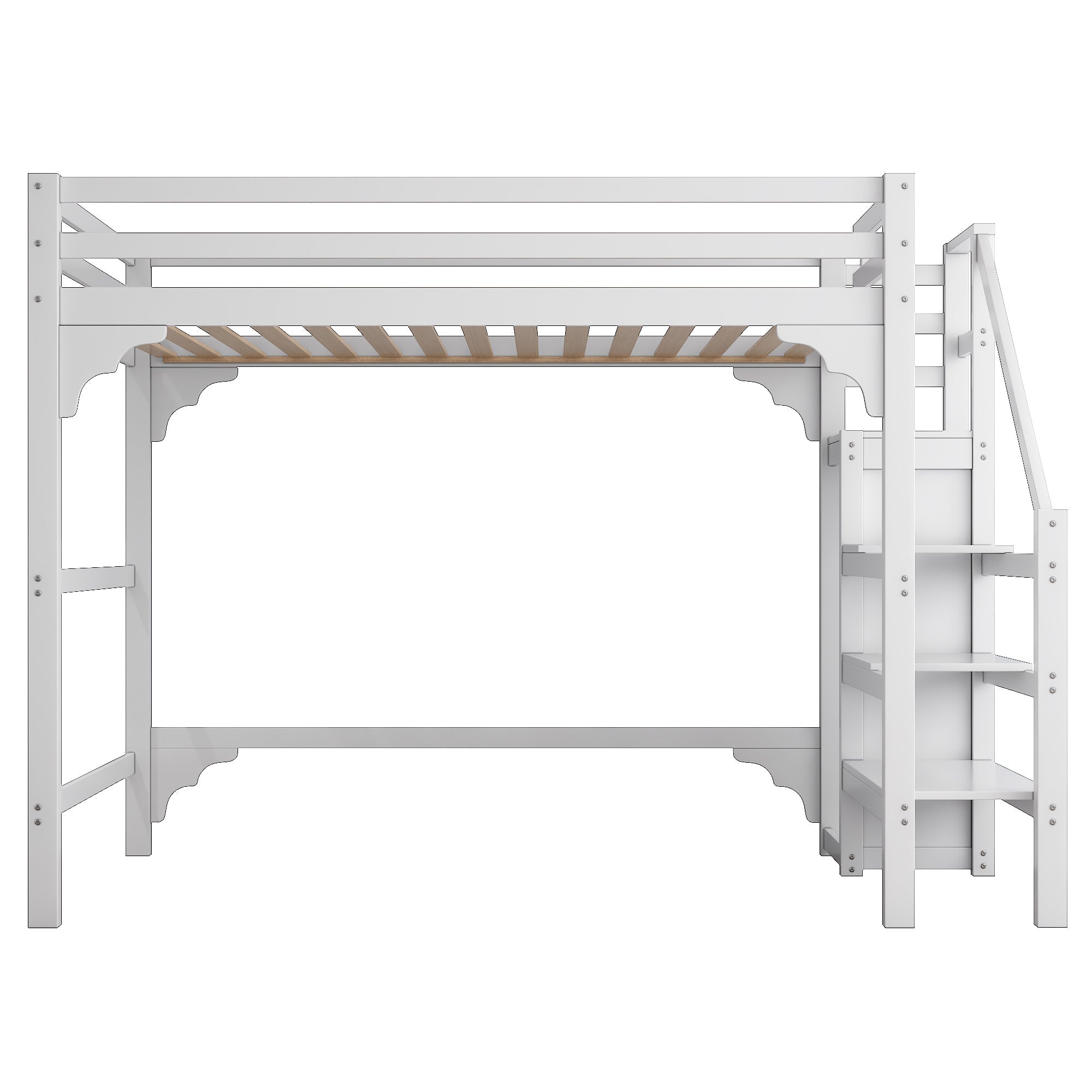 Logidon loft bed 140x200 cm white with slatted frame stairs wardrobe