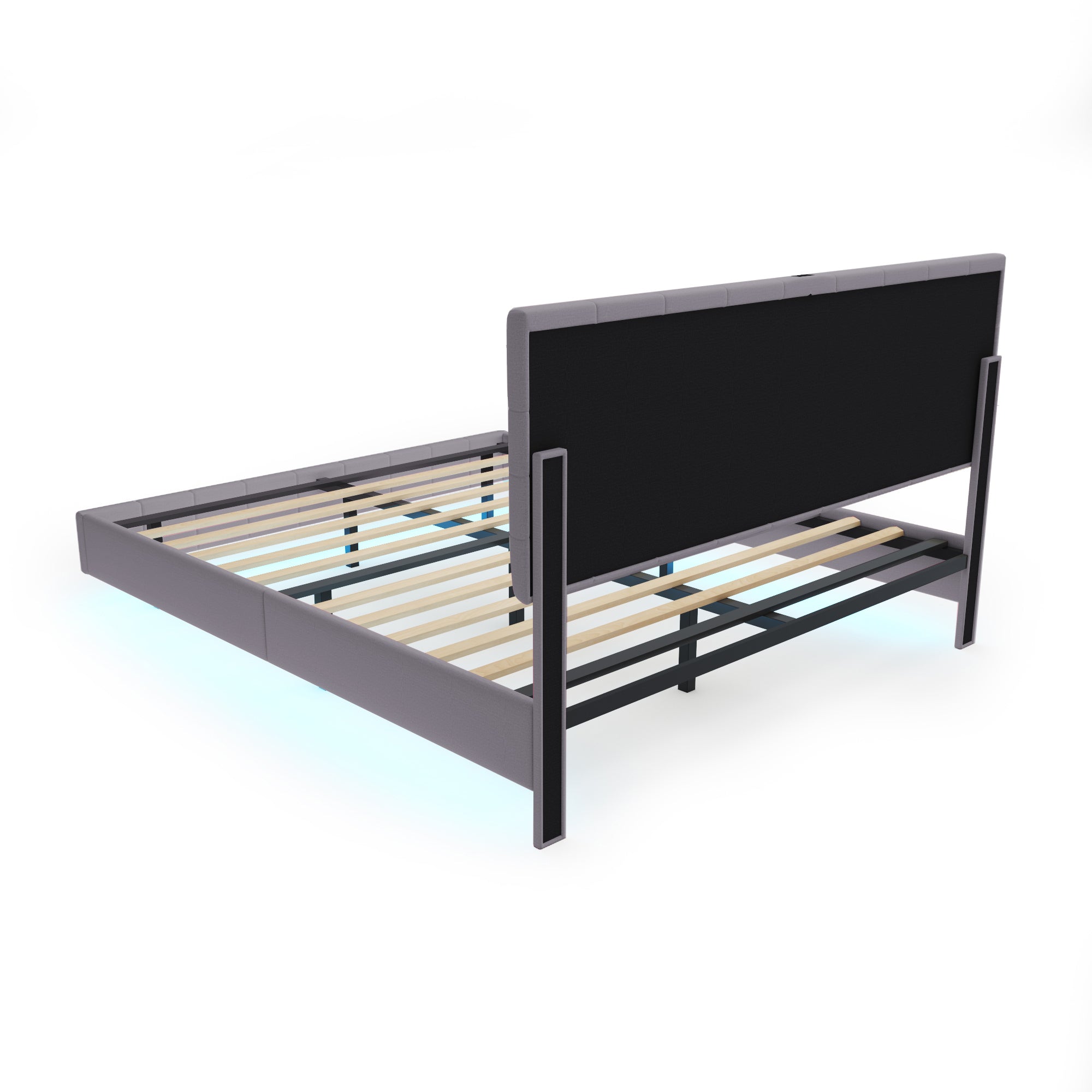 Logidon upholstered bed 160 x 200 cm padded floating bed frame gray
