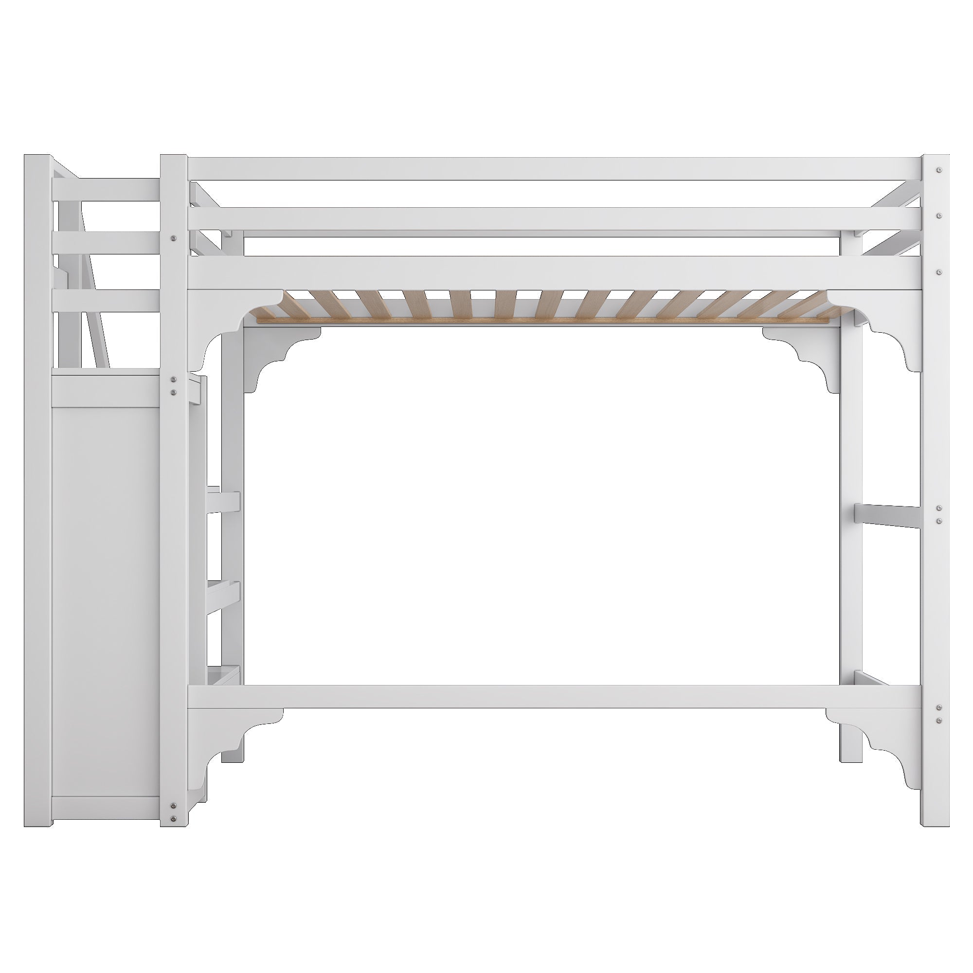 Logidon loft bed 140x200 cm white with slatted frame stairs wardrobe