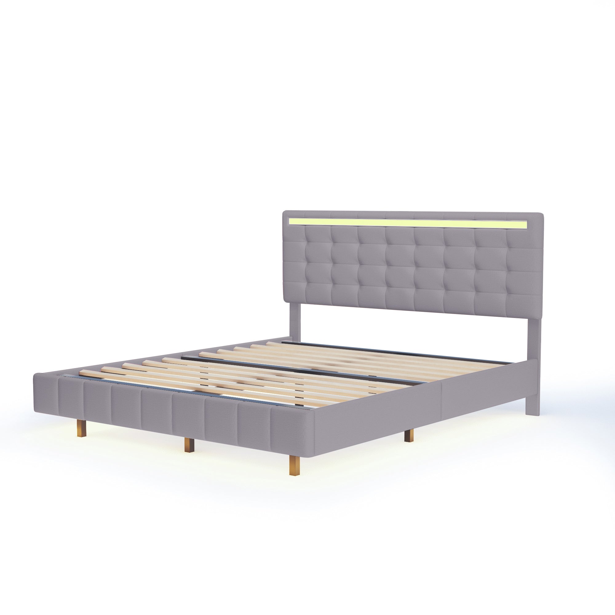 Logidon upholstered bed 160 x 200 cm padded floating bed frame gray