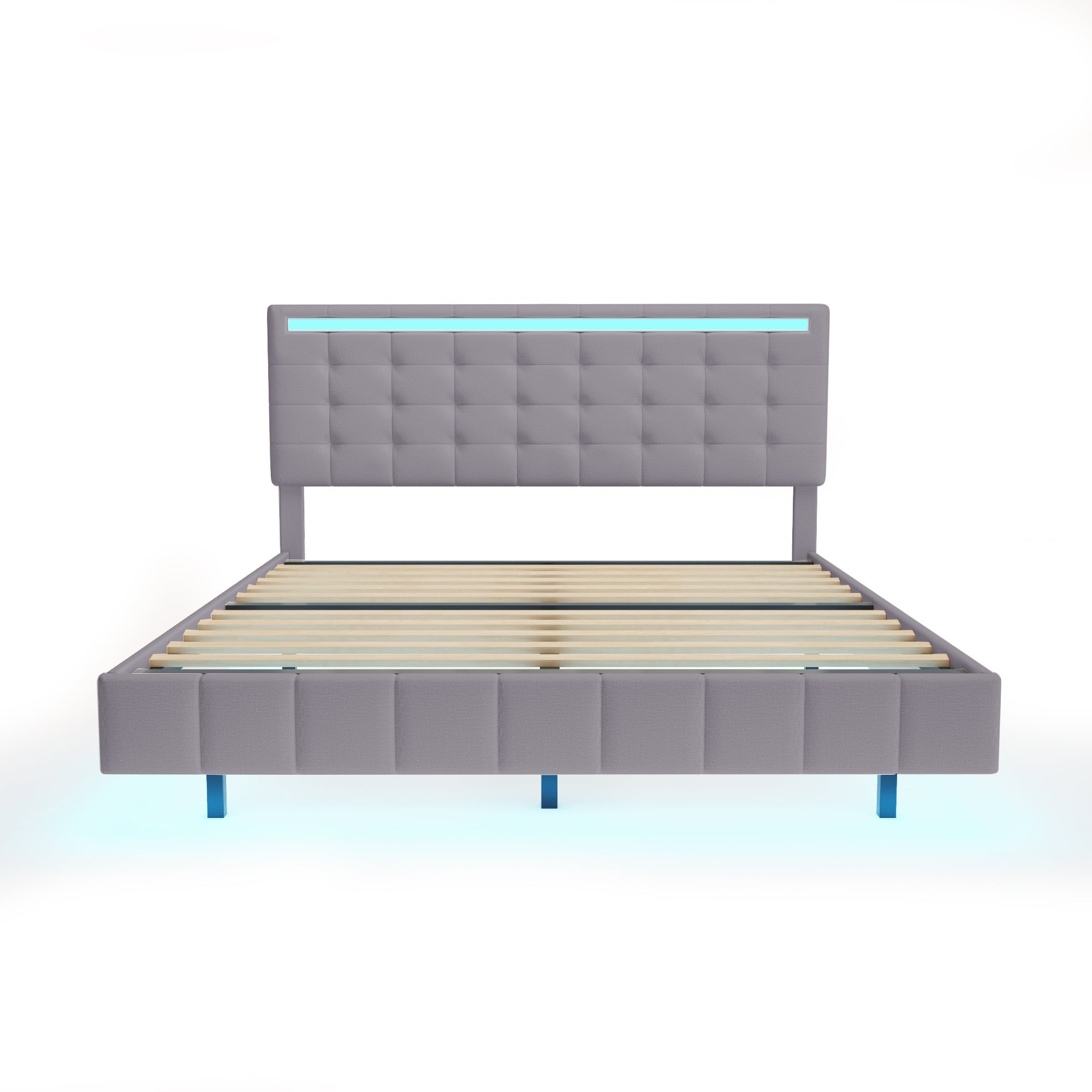 Logidon upholstered bed 160 x 200 cm padded floating bed frame gray