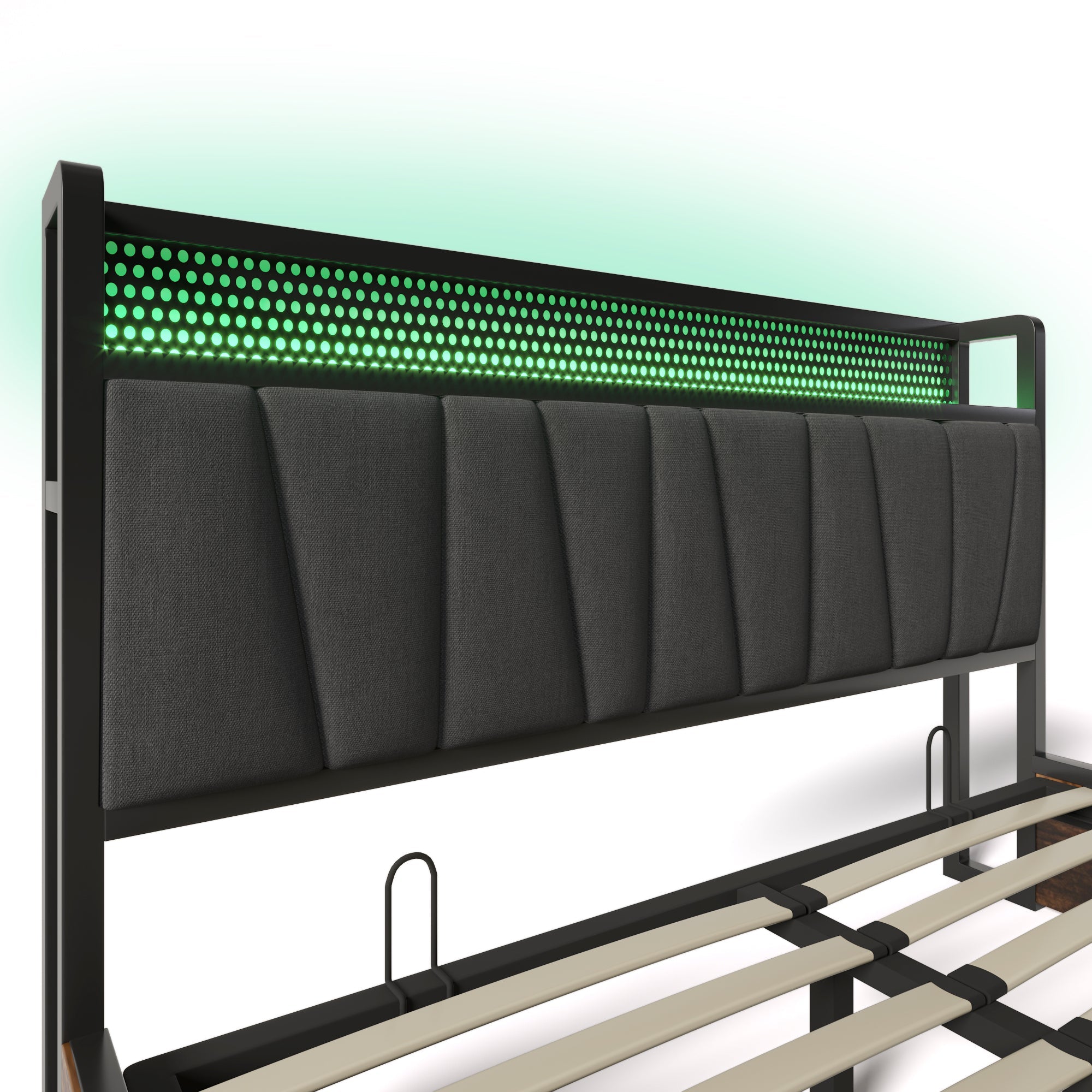 Logidon gestoffeerd bed metalen bed LED app bediening 140x200 cm grijs