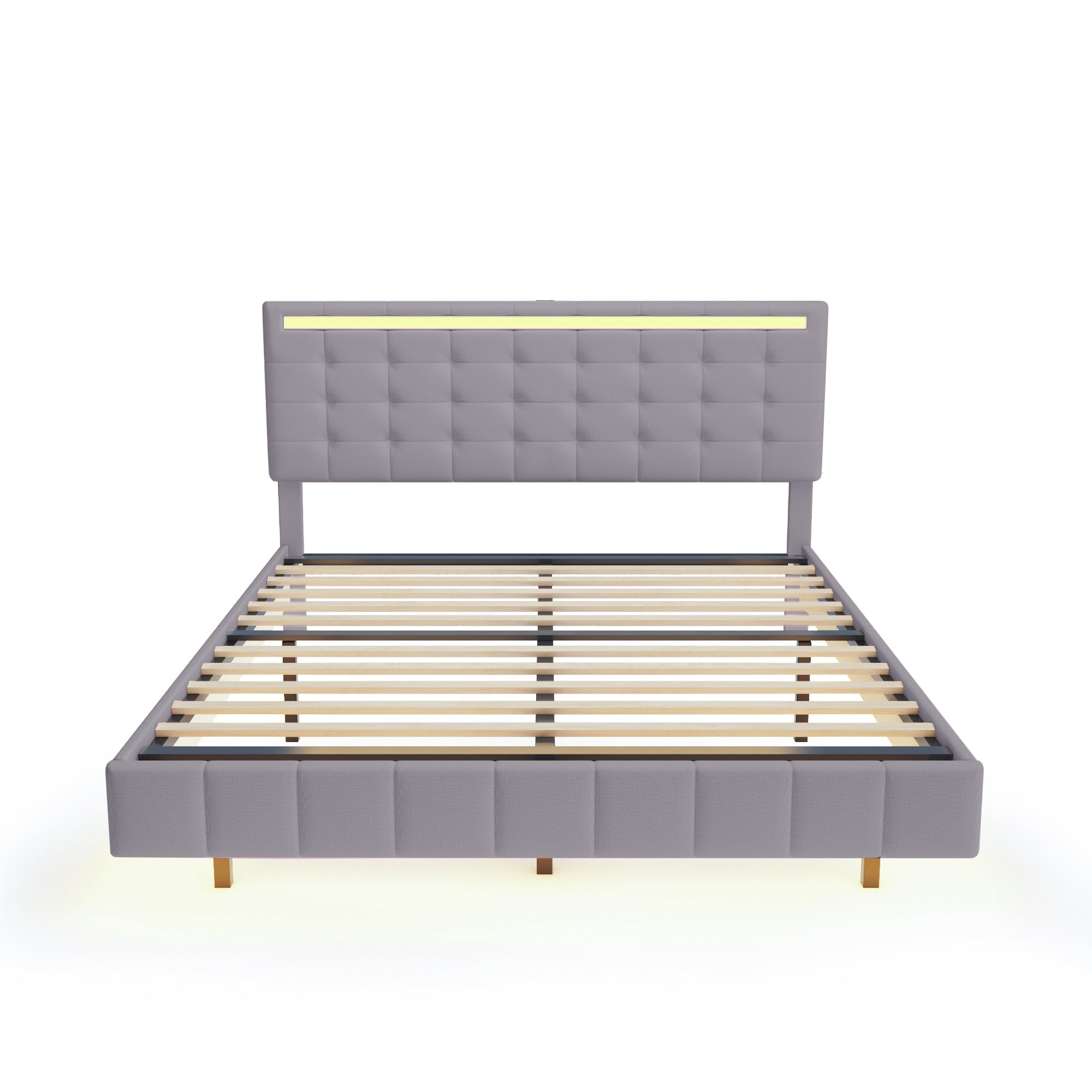 Logidon upholstered bed 160 x 200 cm padded floating bed frame gray