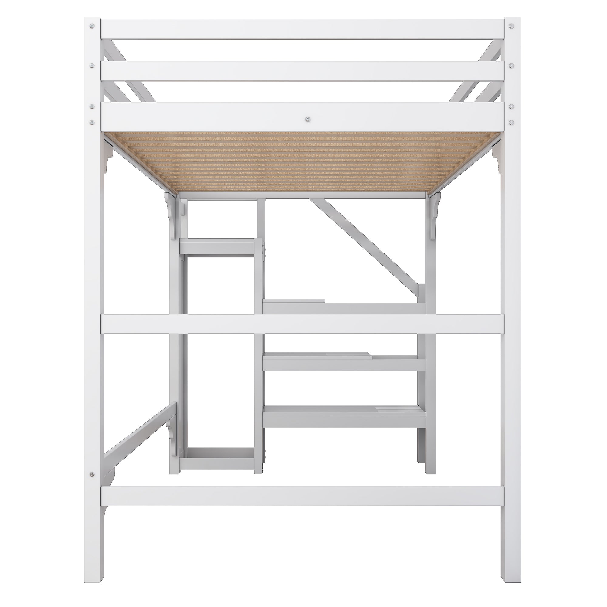 Logidon loft bed 140x200 cm white with slatted frame stairs wardrobe