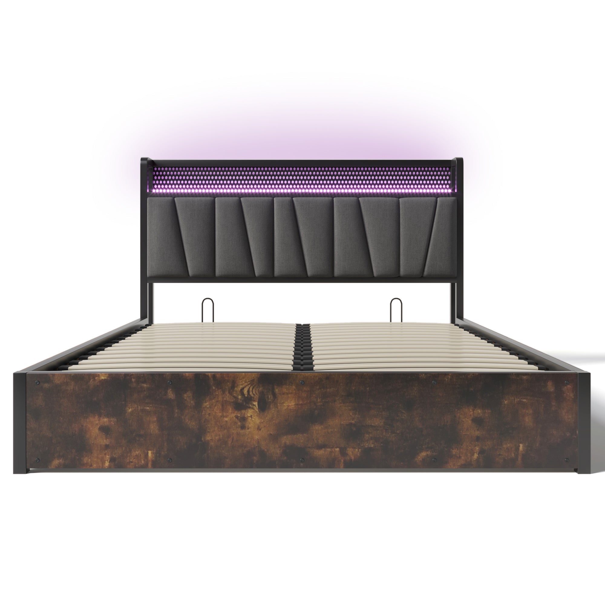 Logidon gestoffeerd bed metalen bed LED USB oplaadfunctie grijs 160x200