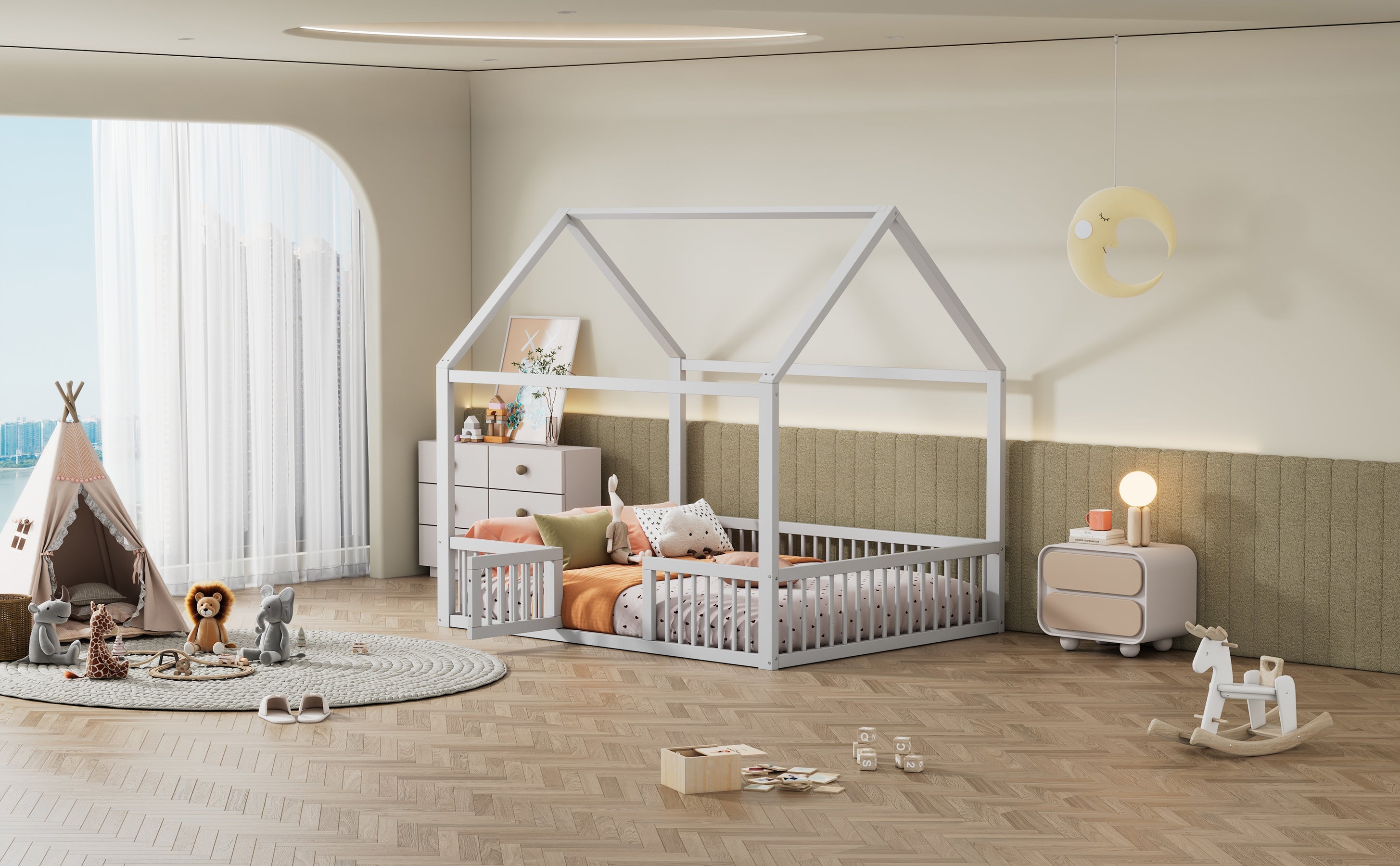 Logidon huisbed 140x200 cm witte massief houten deur