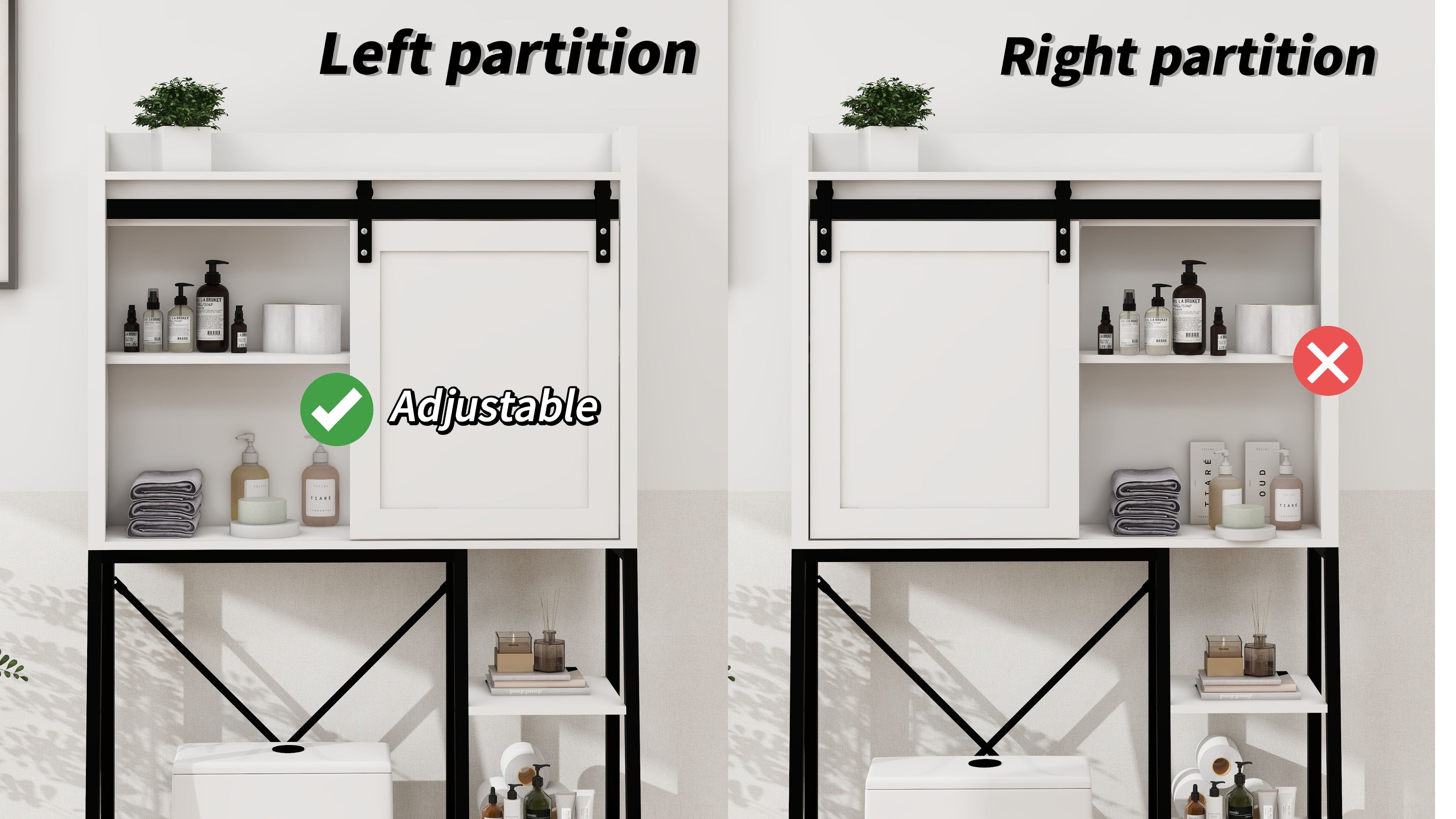Logidon Boventoiletopbergkast Witte schuifdeur met verstelbare planken