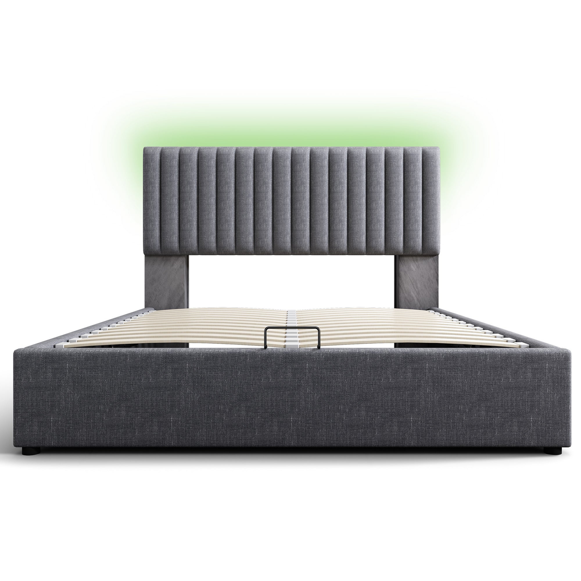 Logidon upholstered bed 160x200 cm LED headboard app control gray