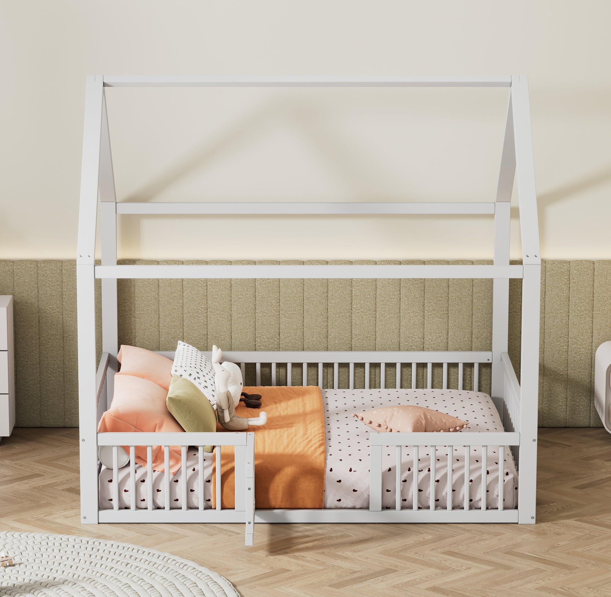 Logidon huisbed 140x200 cm witte massief houten deur