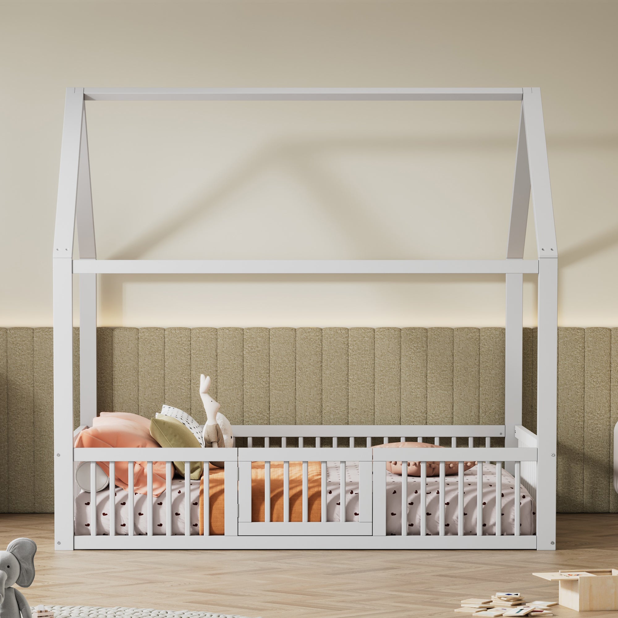 Logidon huisbed 140x200 cm witte massief houten deur