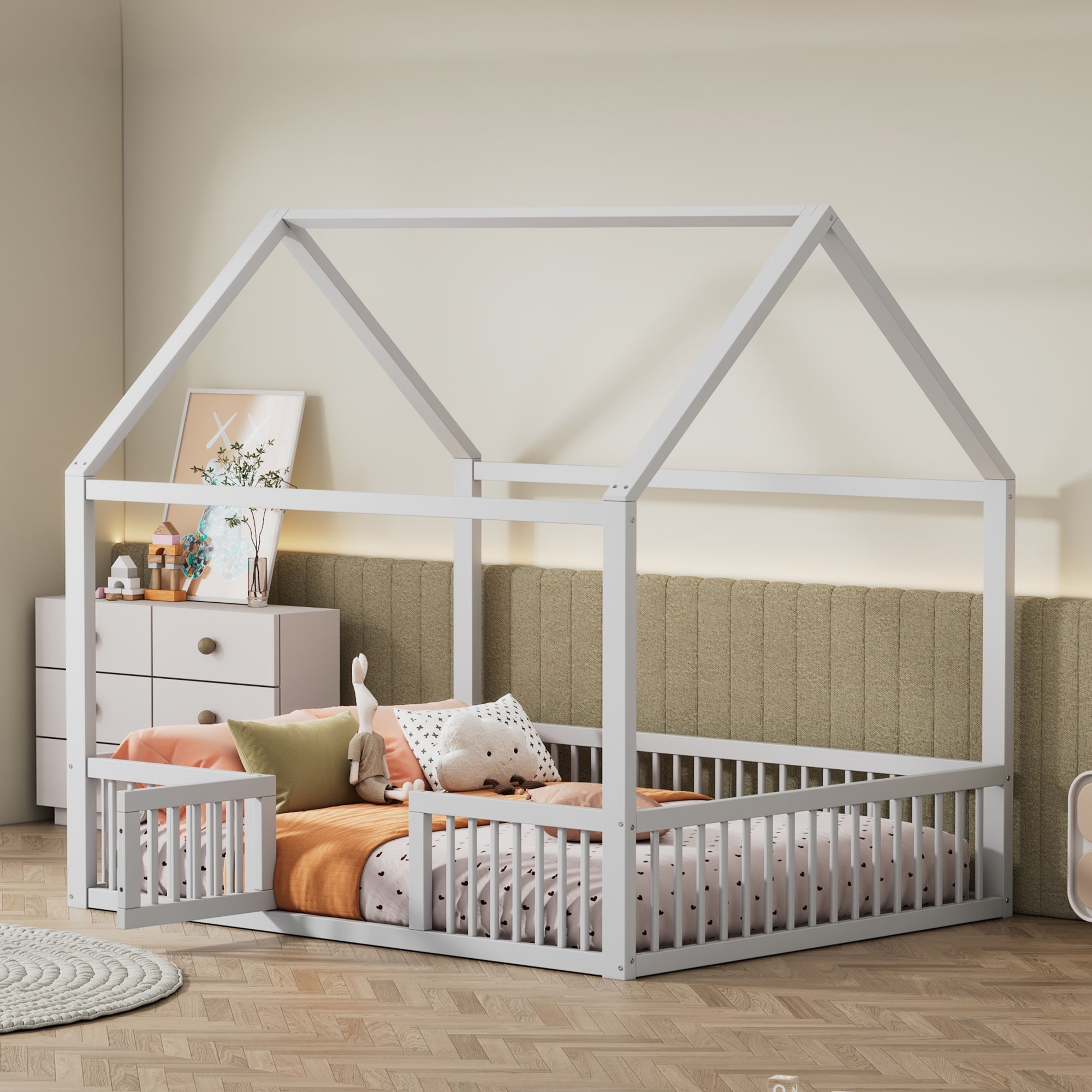 Logidon huisbed 140x200 cm witte massief houten deur