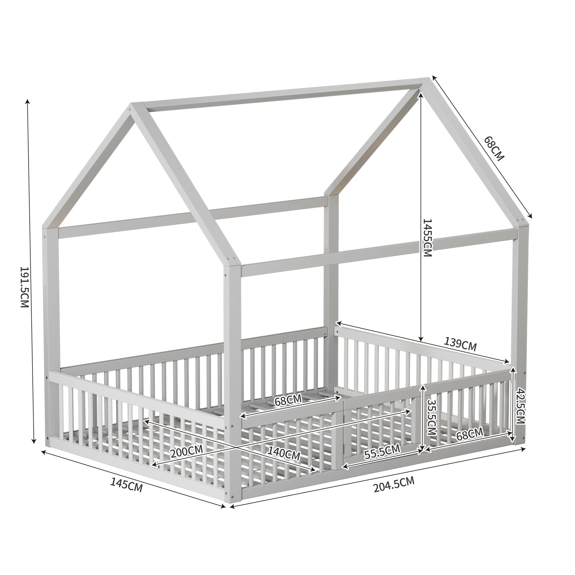 Logidon huisbed 140x200 cm witte massief houten deur