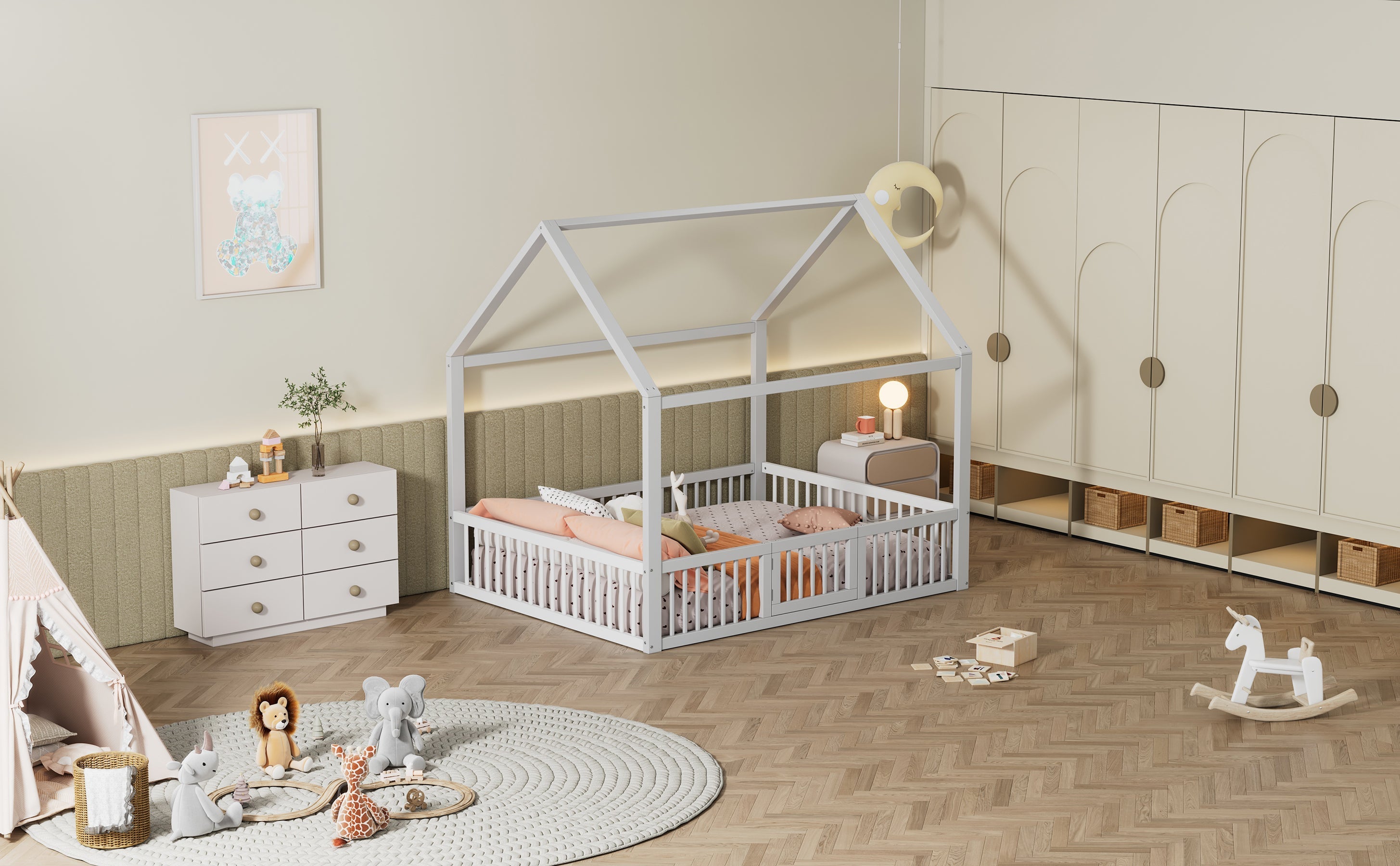 Logidon huisbed 140x200 cm witte massief houten deur